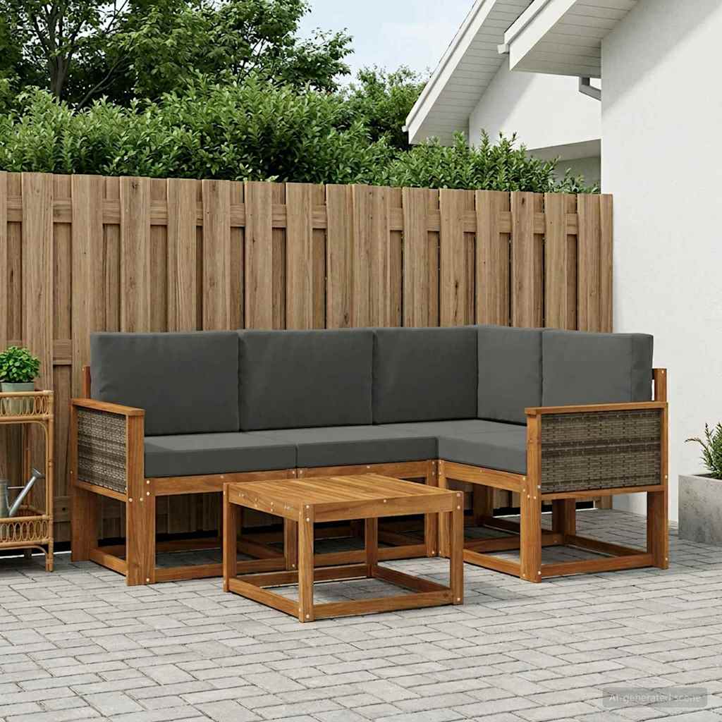 Ensemble de canapés d'extérieur 5 pcs Naturel et Anthracite - XIOS