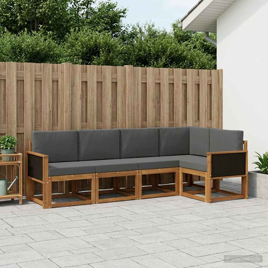 Ensemble de canapés d'extérieur 5 pcs Naturel et Anthracite - XIOS