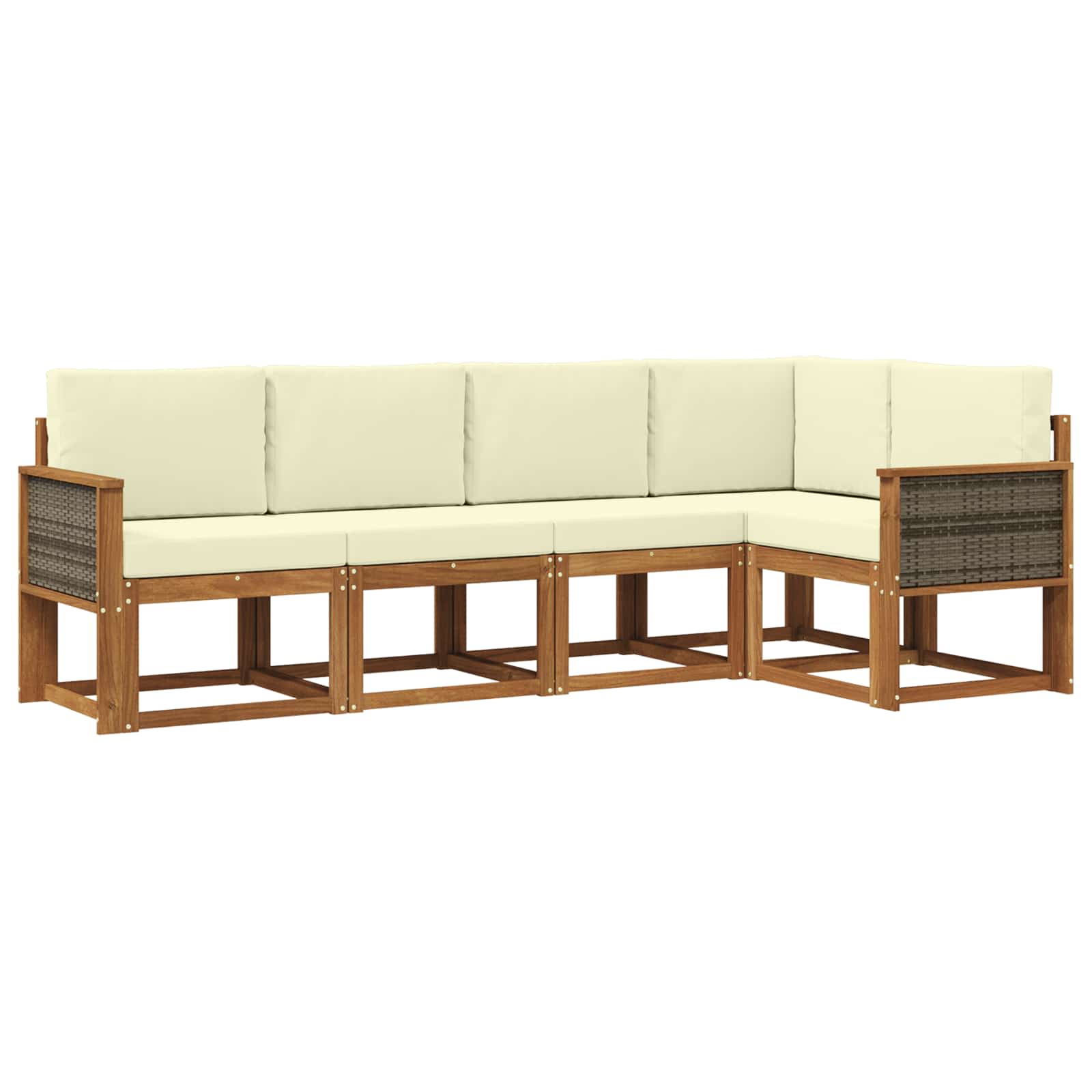 Ensemble de canapés d'extérieur 5 pc Naturel et Crème Polyester