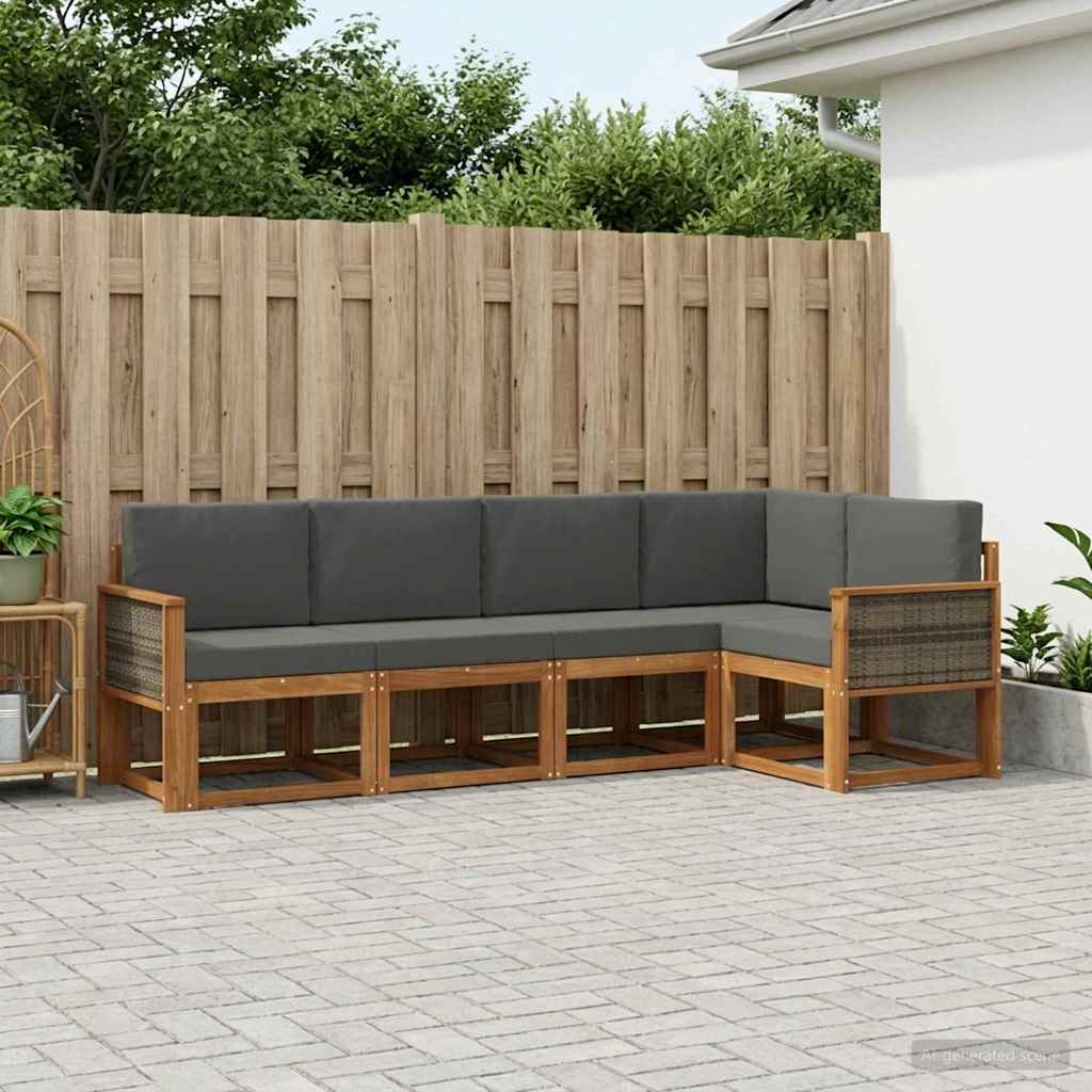Ensemble de canapés d'extérieur 5 pcs Naturel et Anthracite - XIOS