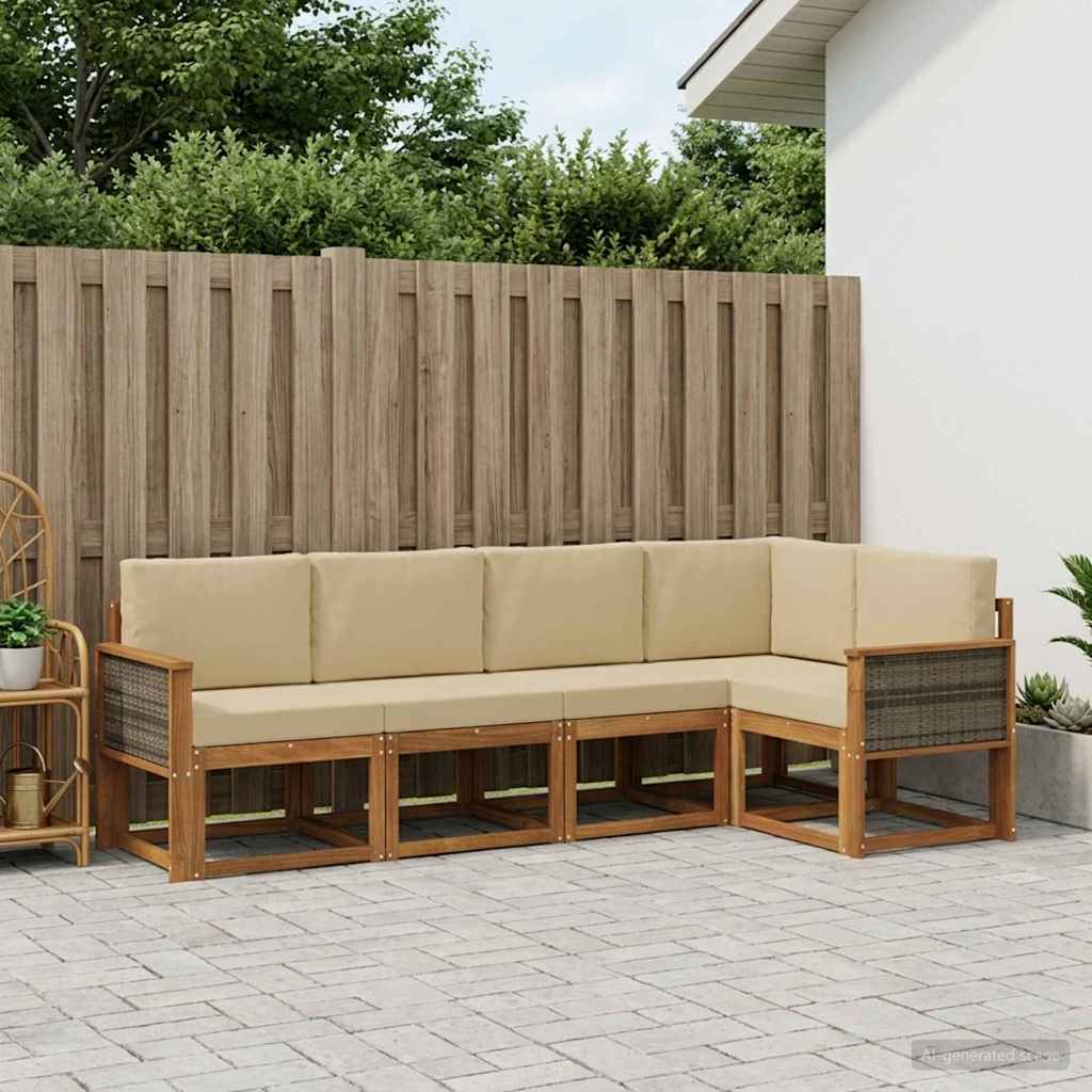 Ensemble de canapés d'extérieur 5 pcs Naturel et Beige - XIOS
