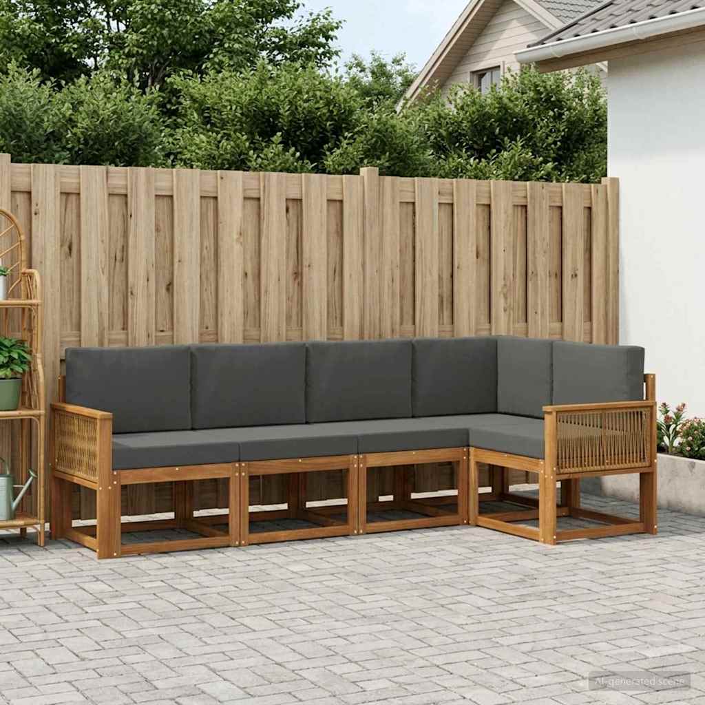 Ensemble de canapés d'extérieur 5 pcs Naturel et Anthracite - XIOS