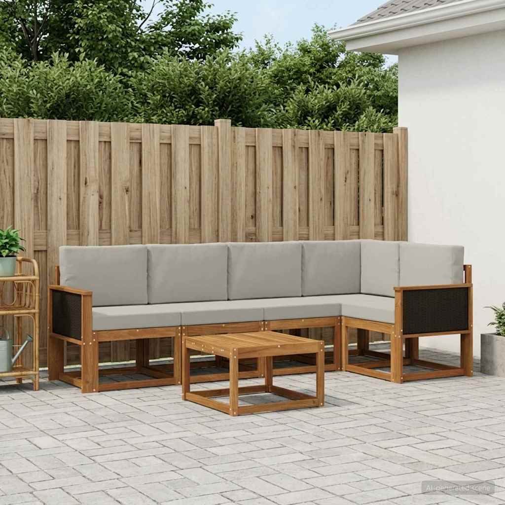 Ensemble de canapés d'extérieur 6 pcs Naturel et gris clair - XIOS