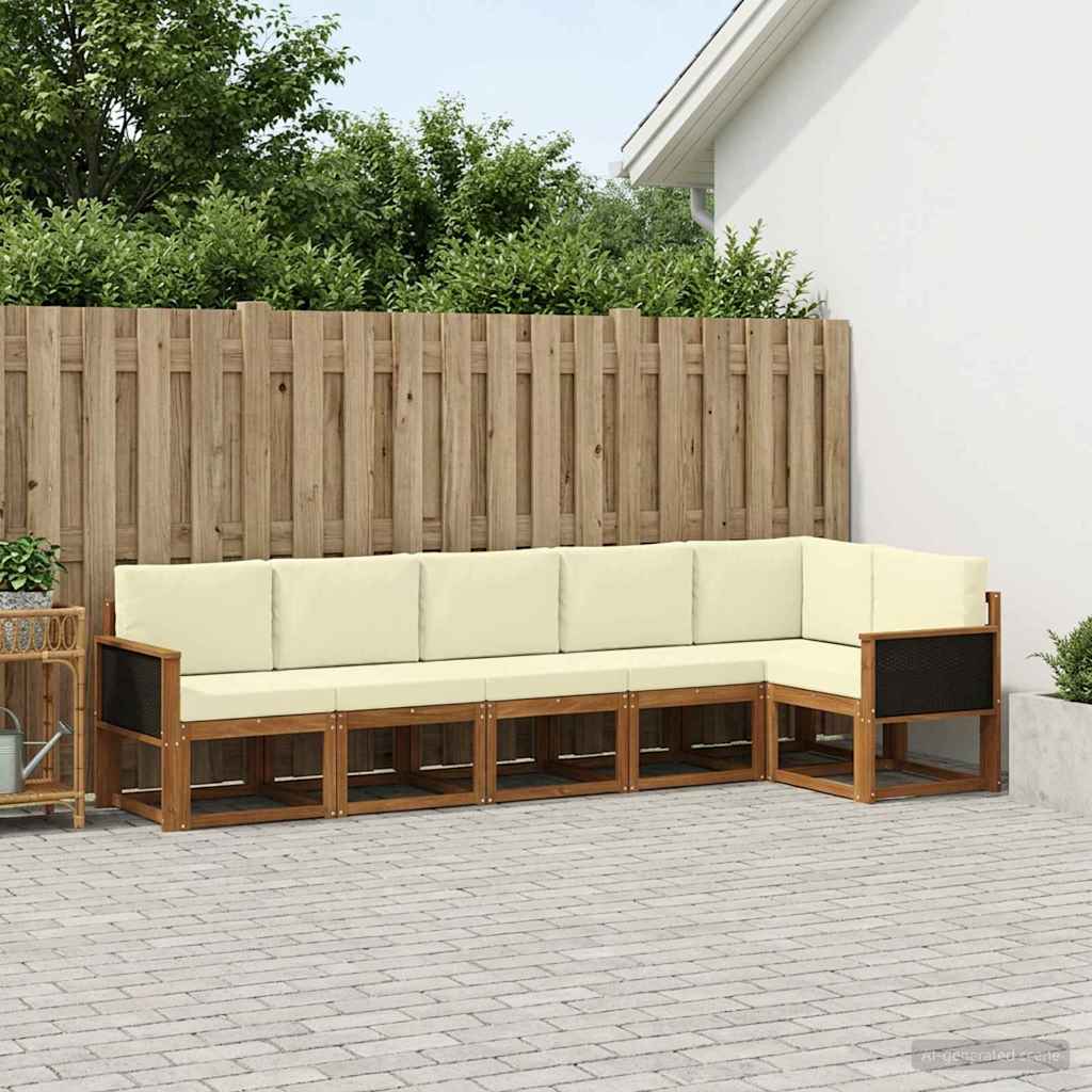 Ensemble de canapés d'extérieur 6 pc Naturel et Crème Polyester