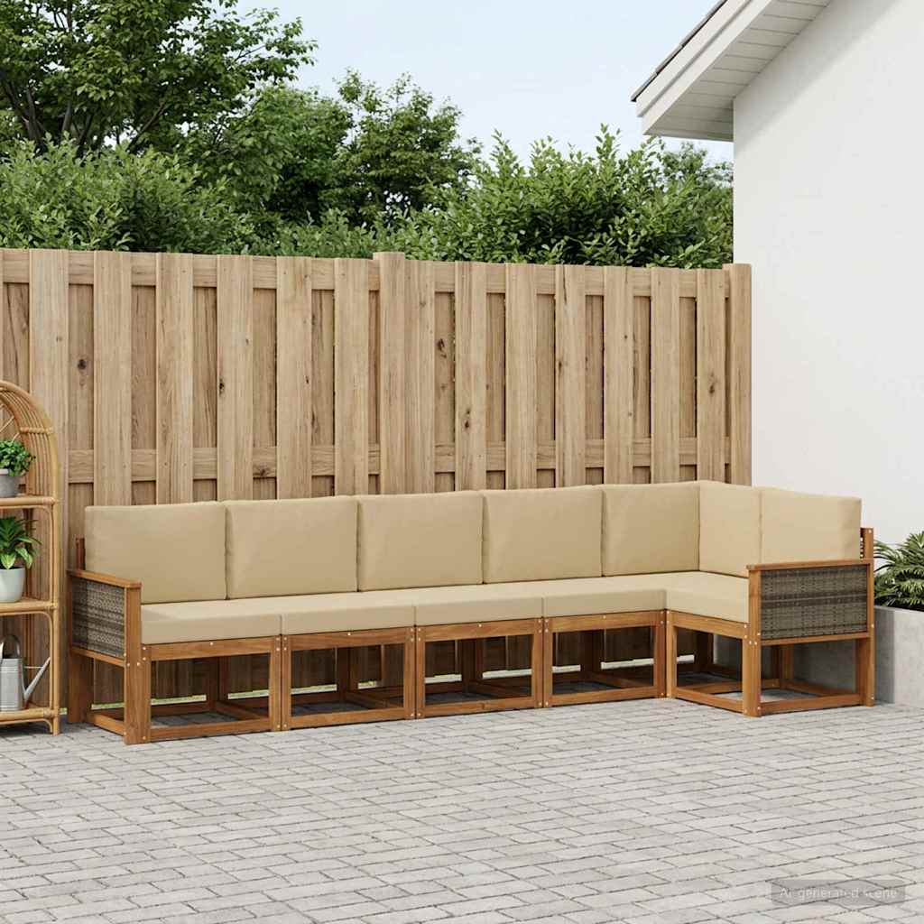 Ensemble de canapés d'extérieur 6 pcs Naturel et Beige - XIOS