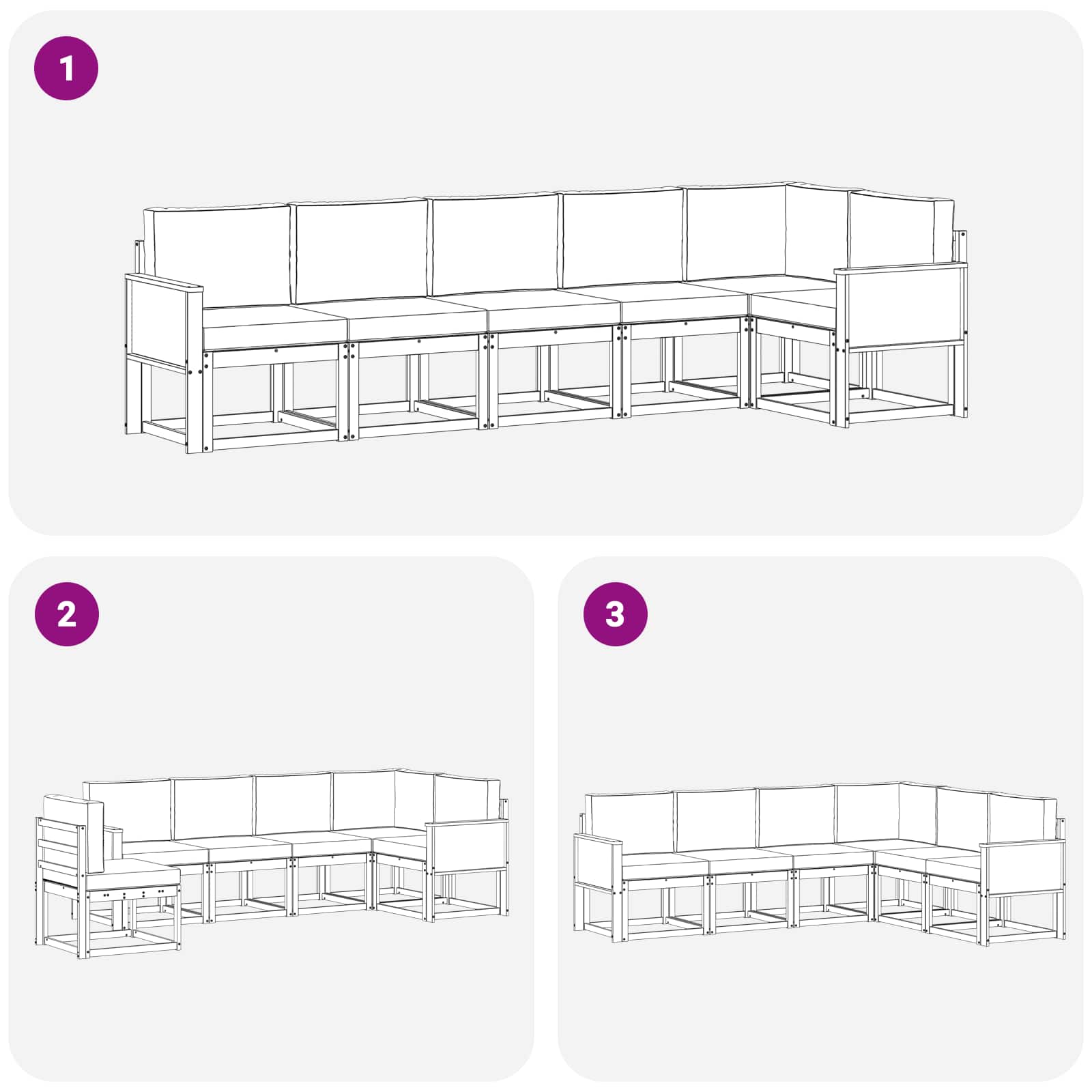 Ensemble de canapés d'extérieur 6 pcs Naturel et gris clair - XIOS