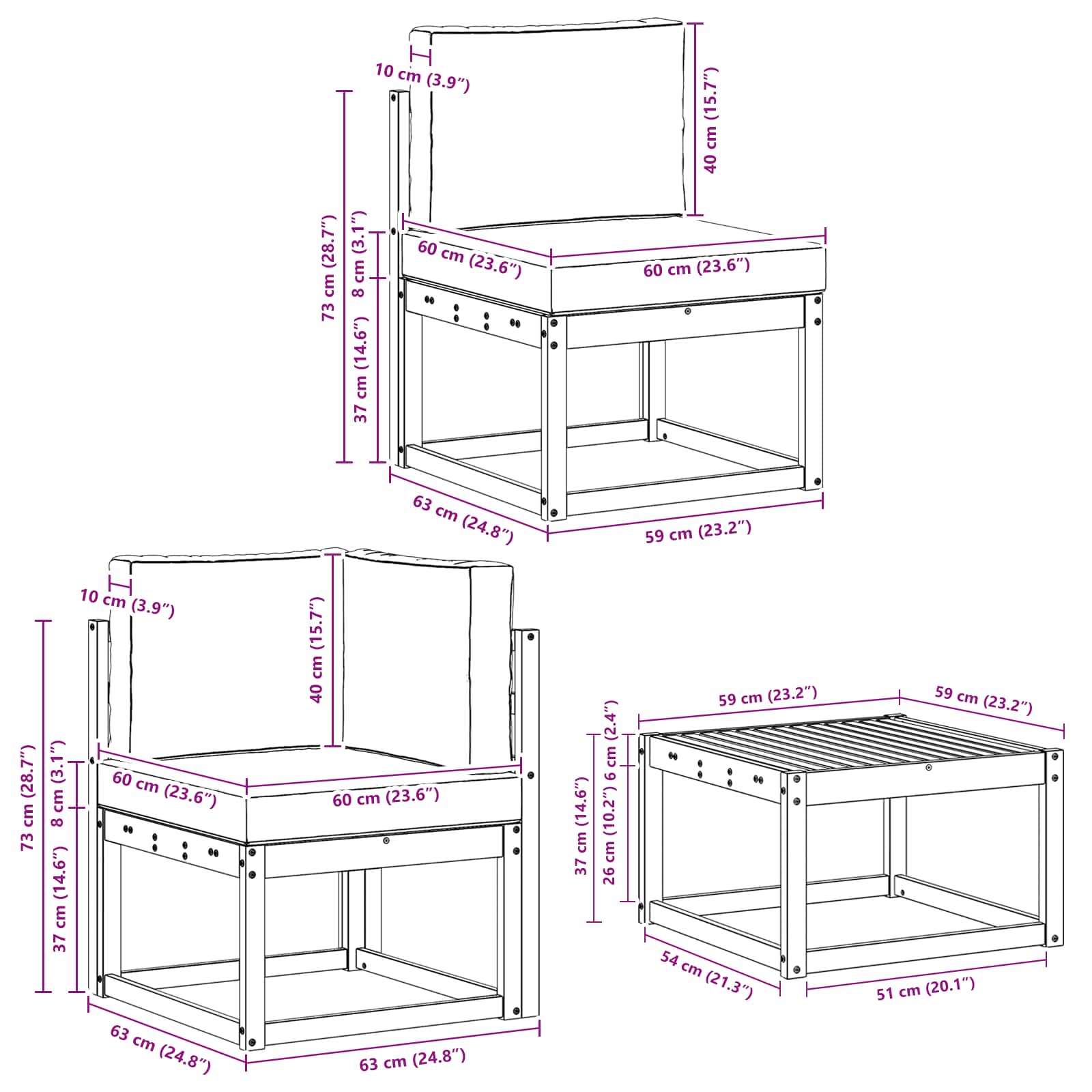 Ensemble de canapés d'extérieur 7 pcs Naturel et gris clair - XIOS