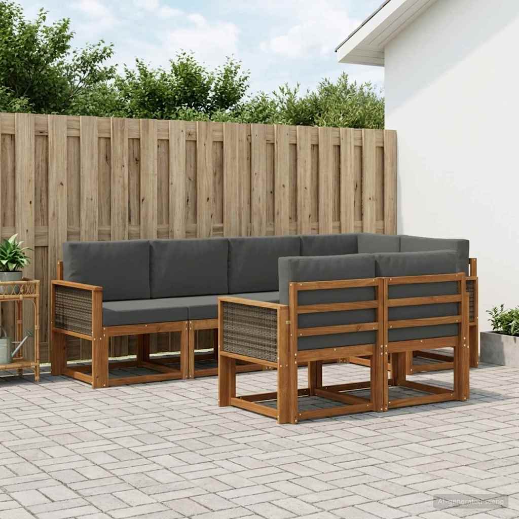 Ensemble de canapés d'extérieur 7 pcs Naturel et Anthracite - XIOS