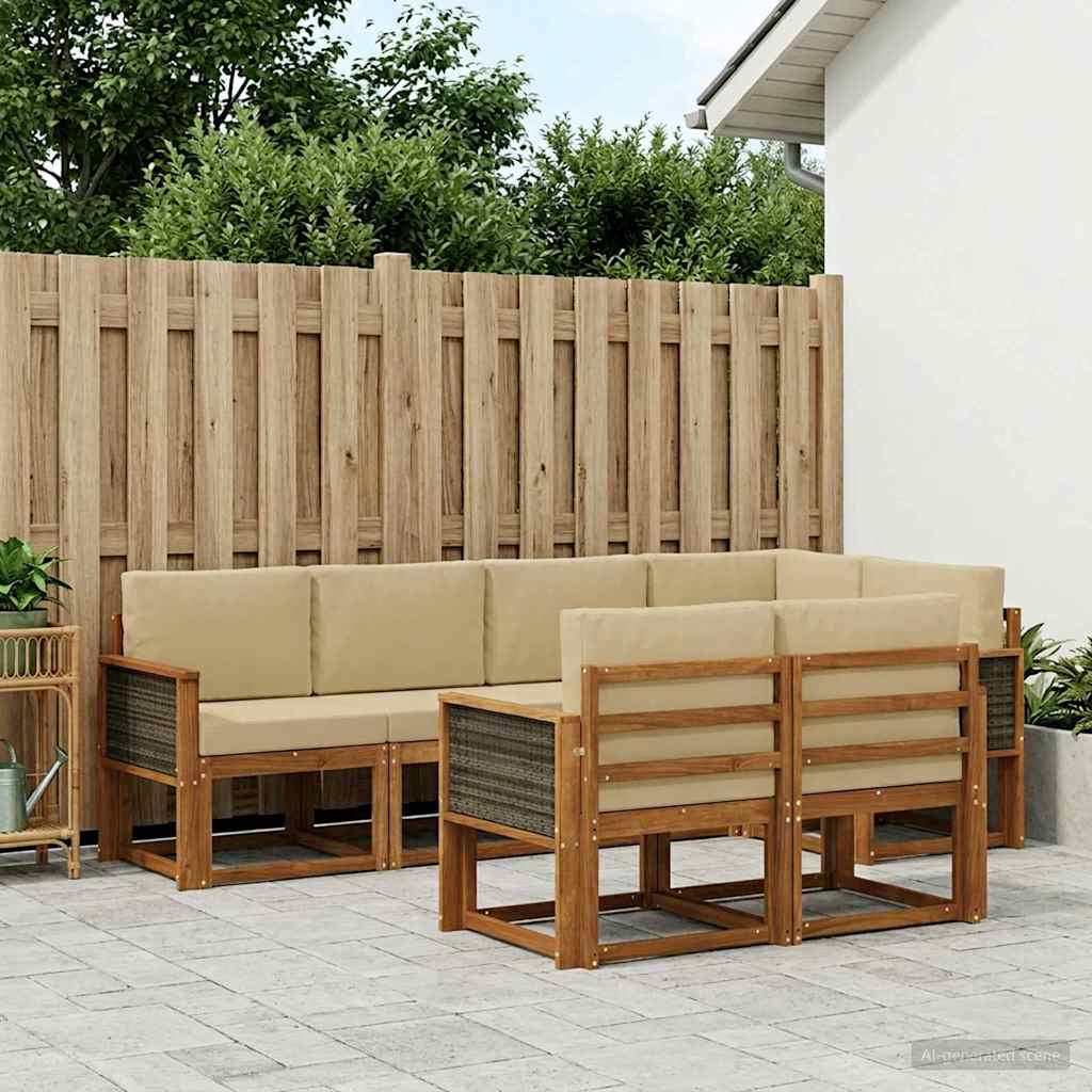 Ensemble de canapés d'extérieur 7 pcs Naturel et Beige - XIOS