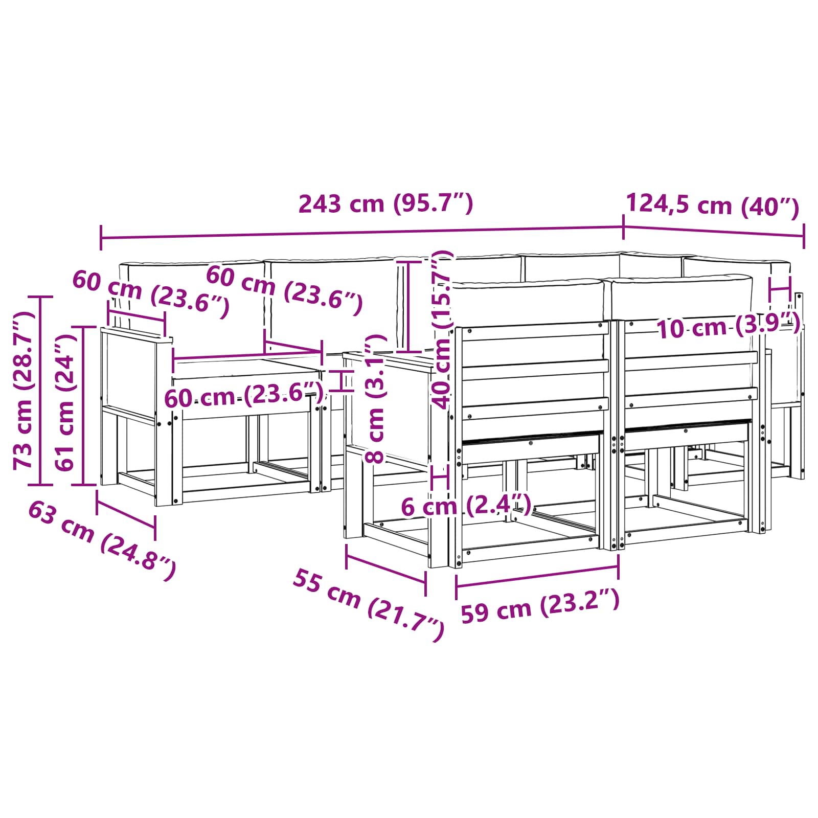 Ensemble de canapés d'extérieur 7 pcs Naturel et Crème - XIOS