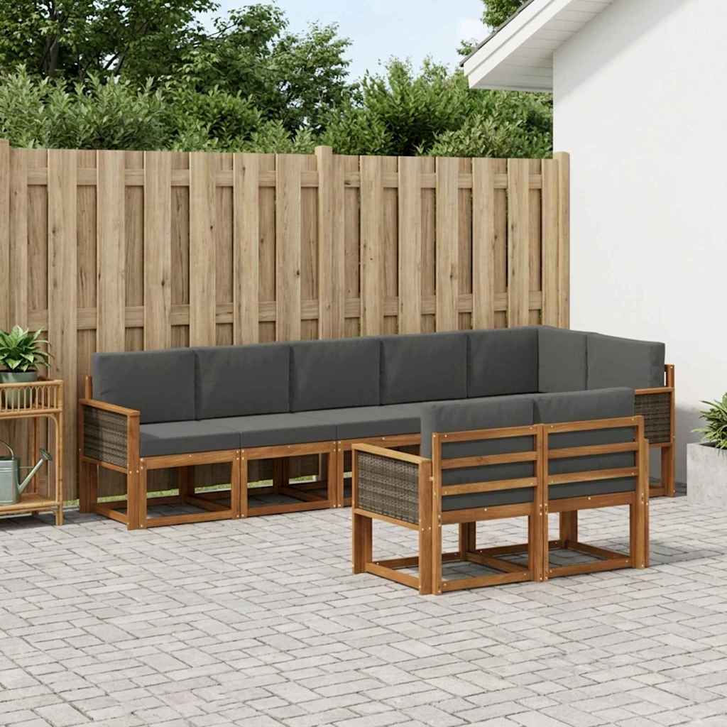 Ensemble de canapés d'extérieur 8 pcs Naturel et Anthracite - XIOS