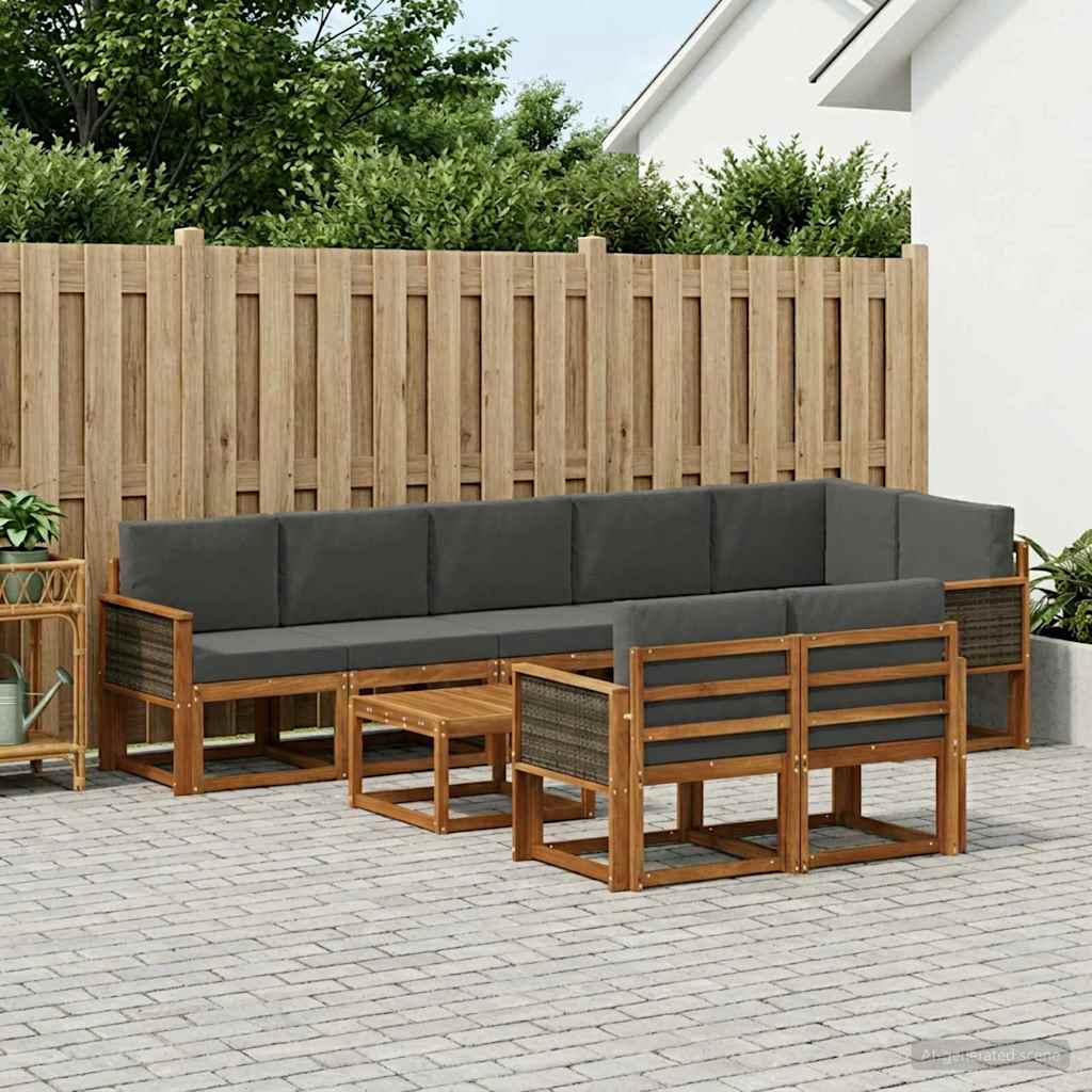 Ensemble de canapés d'extérieur 9 pcs Naturel et Anthracite - XIOS