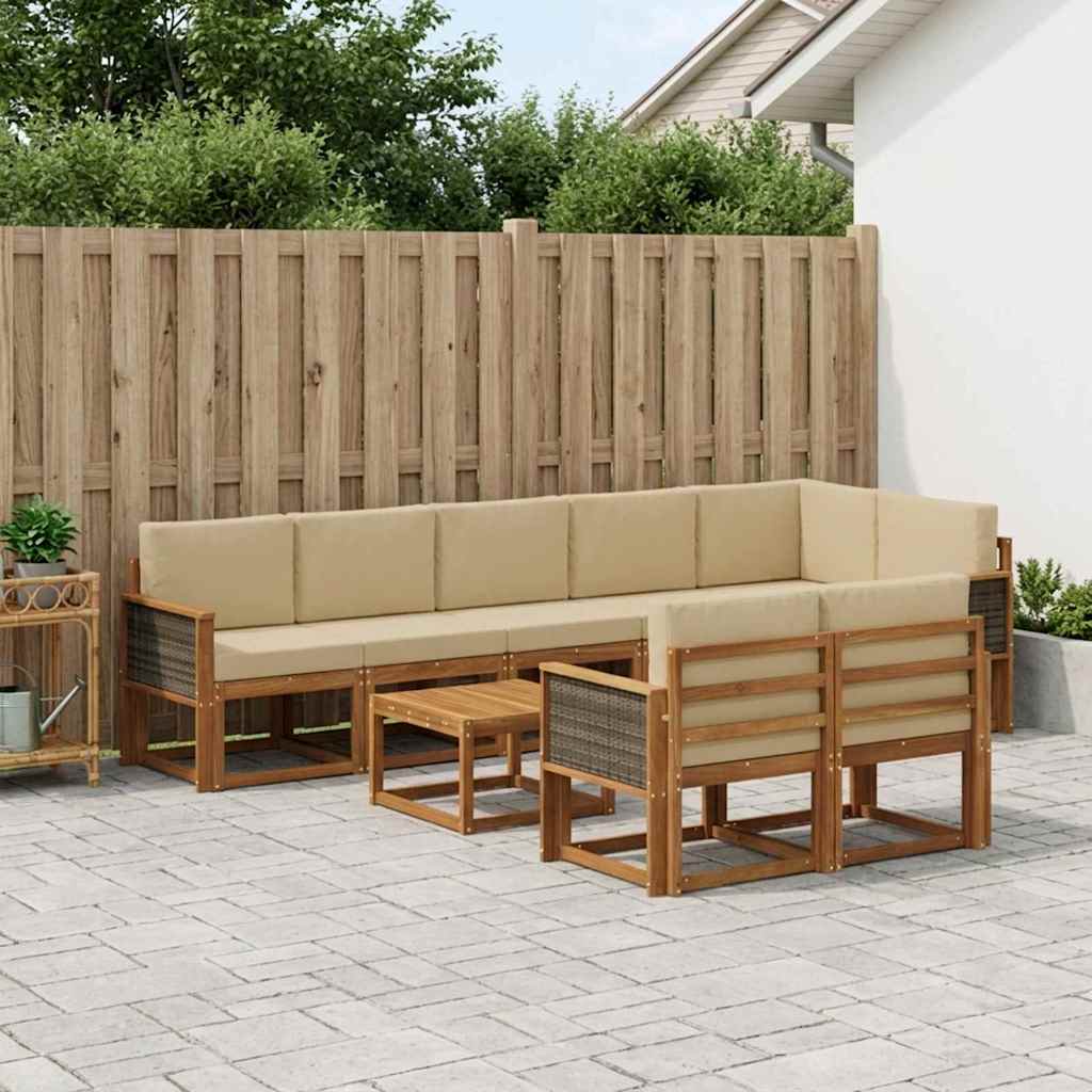 Ensemble de canapés d'extérieur 9 pcs Naturel et Beige - XIOS