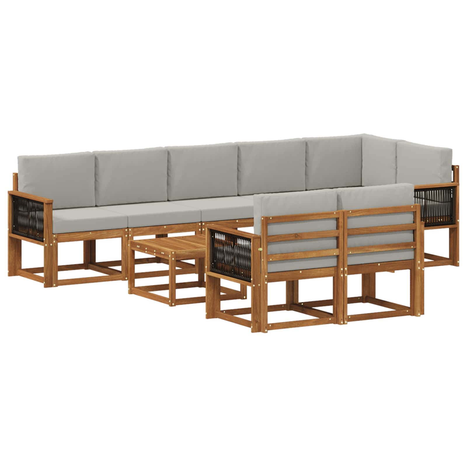 Ensemble de canapés d'extérieur 9 pcs Naturel et gris clair - XIOS