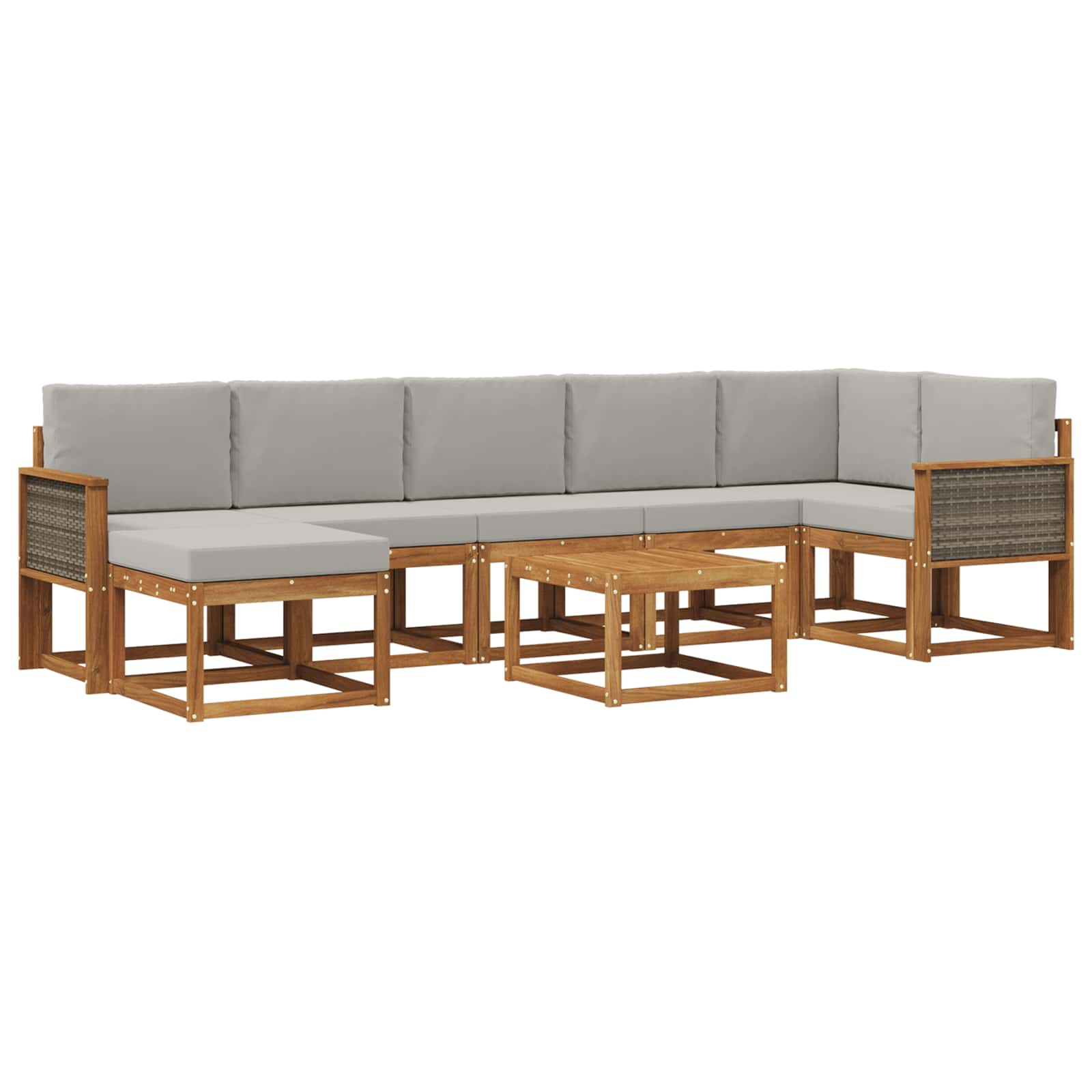Ensemble de canapés d'extérieur 8 pcs Naturel et gris clair - XIOS