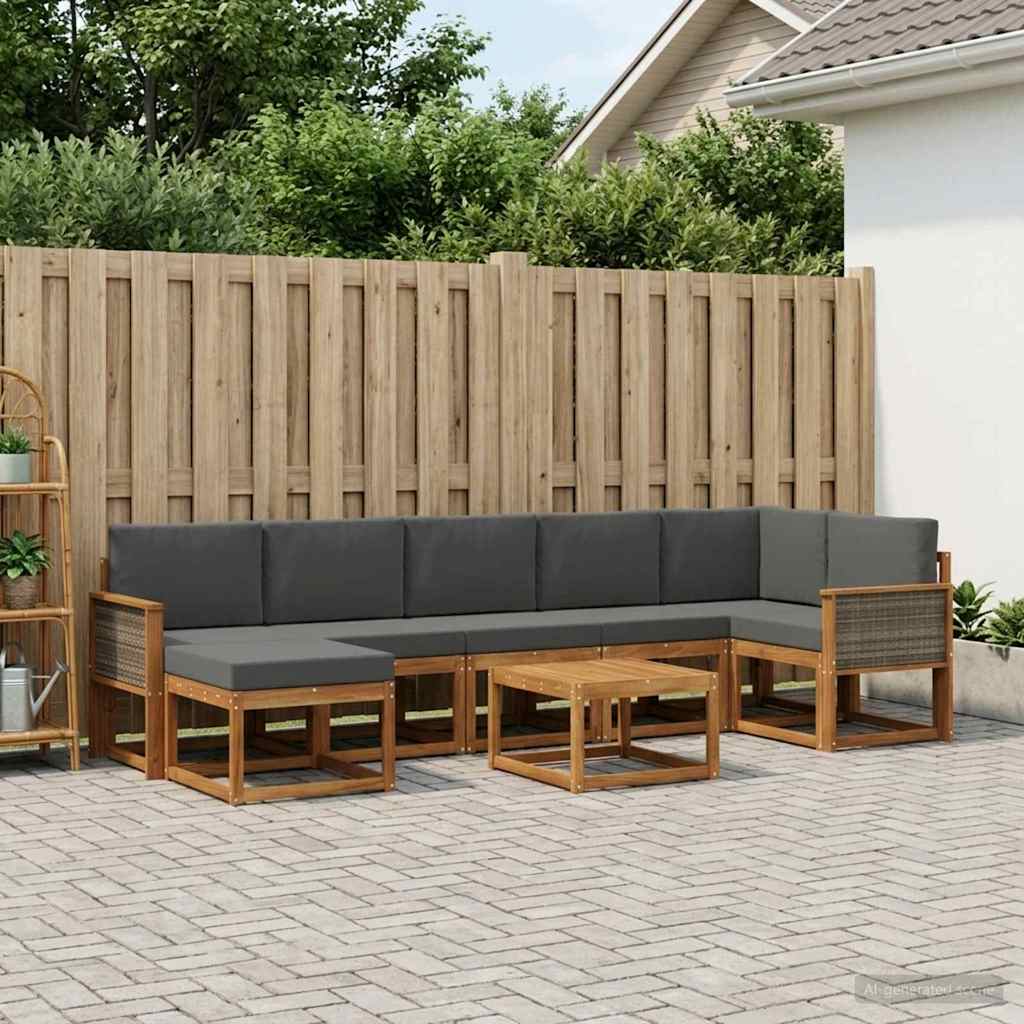Ensemble de canapés d'extérieur 8 pcs Naturel et Anthracite - XIOS