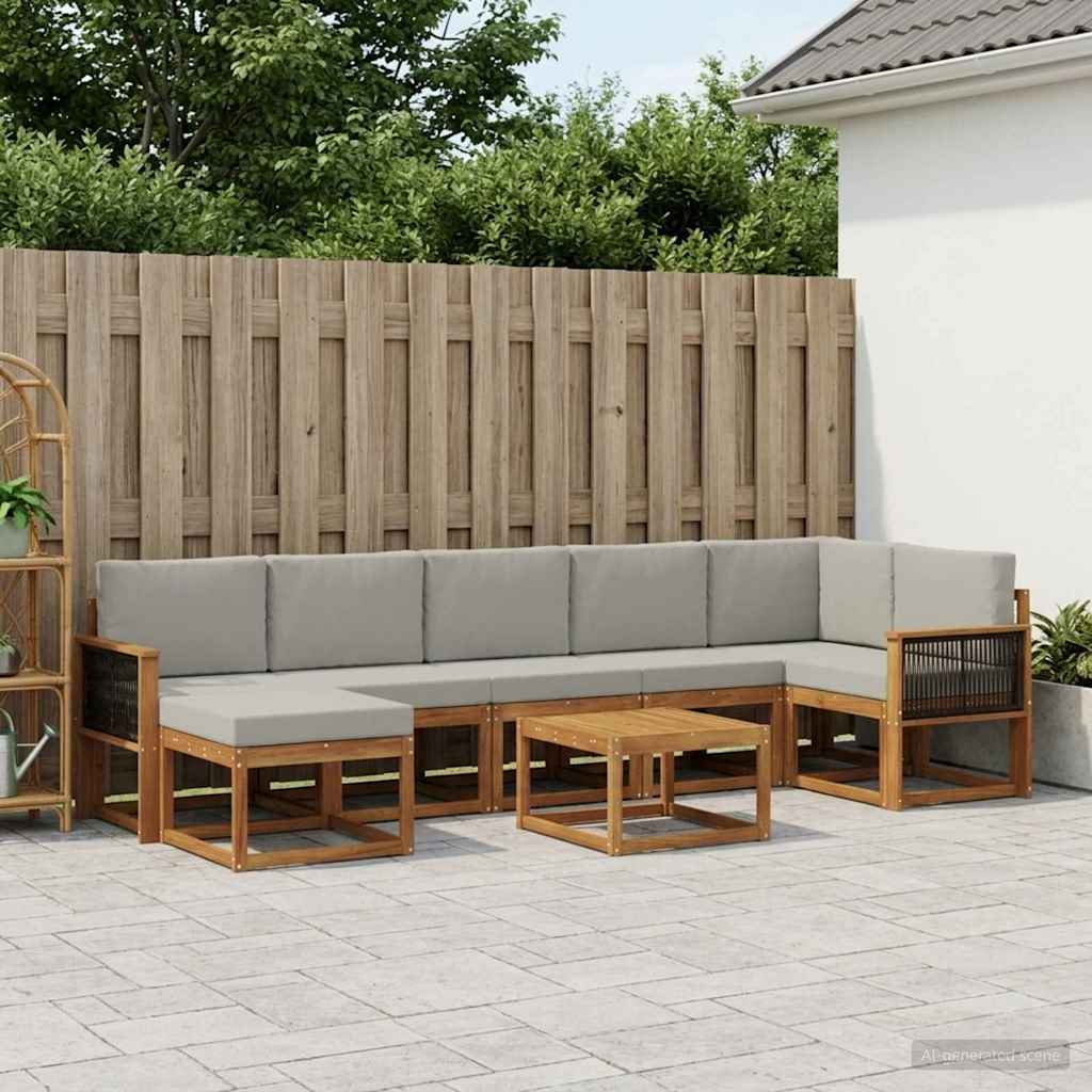 Ensemble de canapés d'extérieur 8 pcs Naturel et gris clair - XIOS