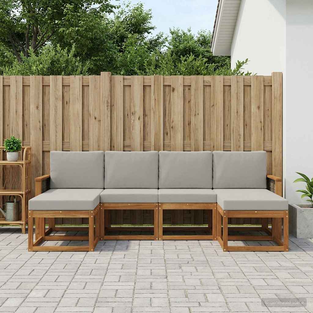 Ensemble de canapés d'extérieur 6 pcs Naturel et gris clair - XIOS