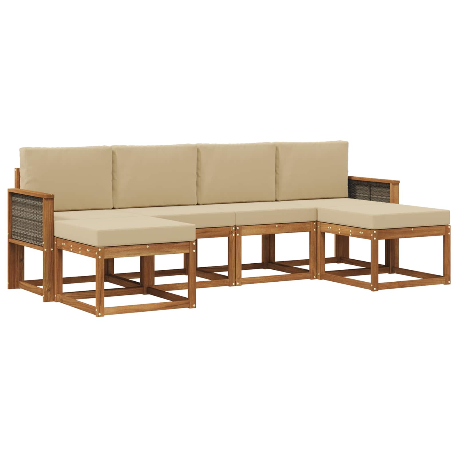 Ensemble de canapés d'extérieur 6 pc Naturel et Beige Polyester
