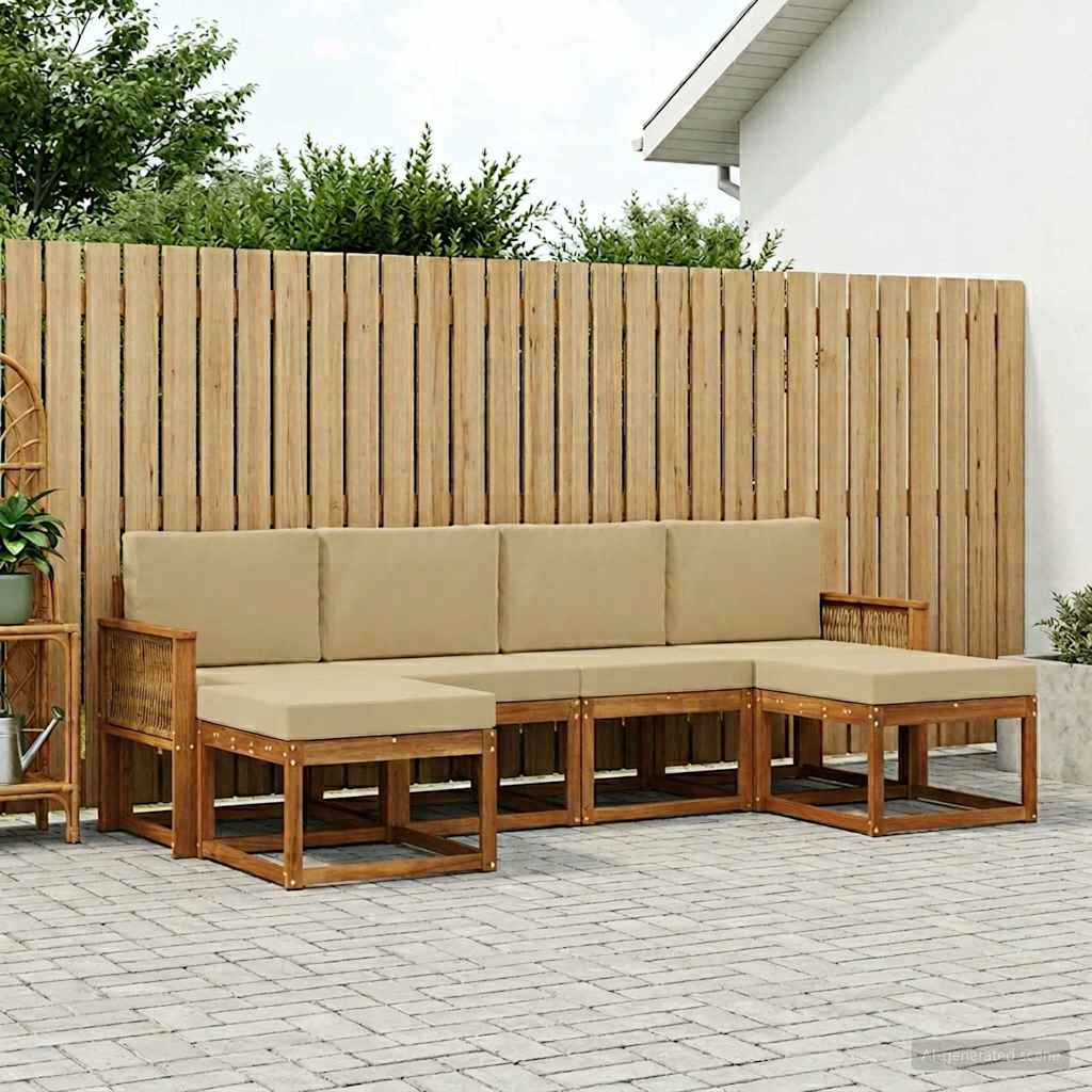 Ensemble de canapés d'extérieur 6 pcs Naturel et Beige - XIOS