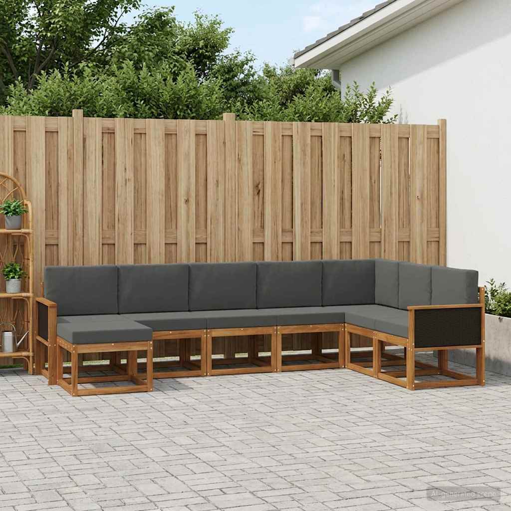 Ensemble de canapés d'extérieur 8 pcs Naturel et Anthracite - XIOS