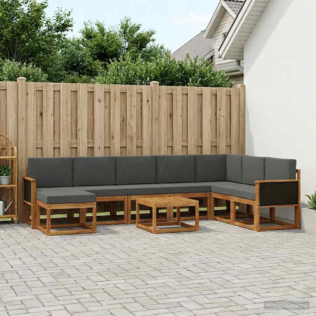 Ensemble de canapés d'extérieur 9 pcs Naturel et Anthracite - XIOS