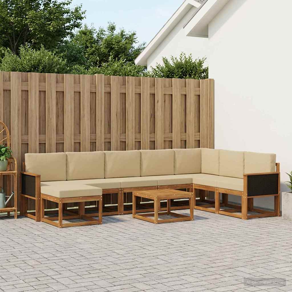 Ensemble de canapés d'extérieur 9 pcs Naturel et Beige - XIOS