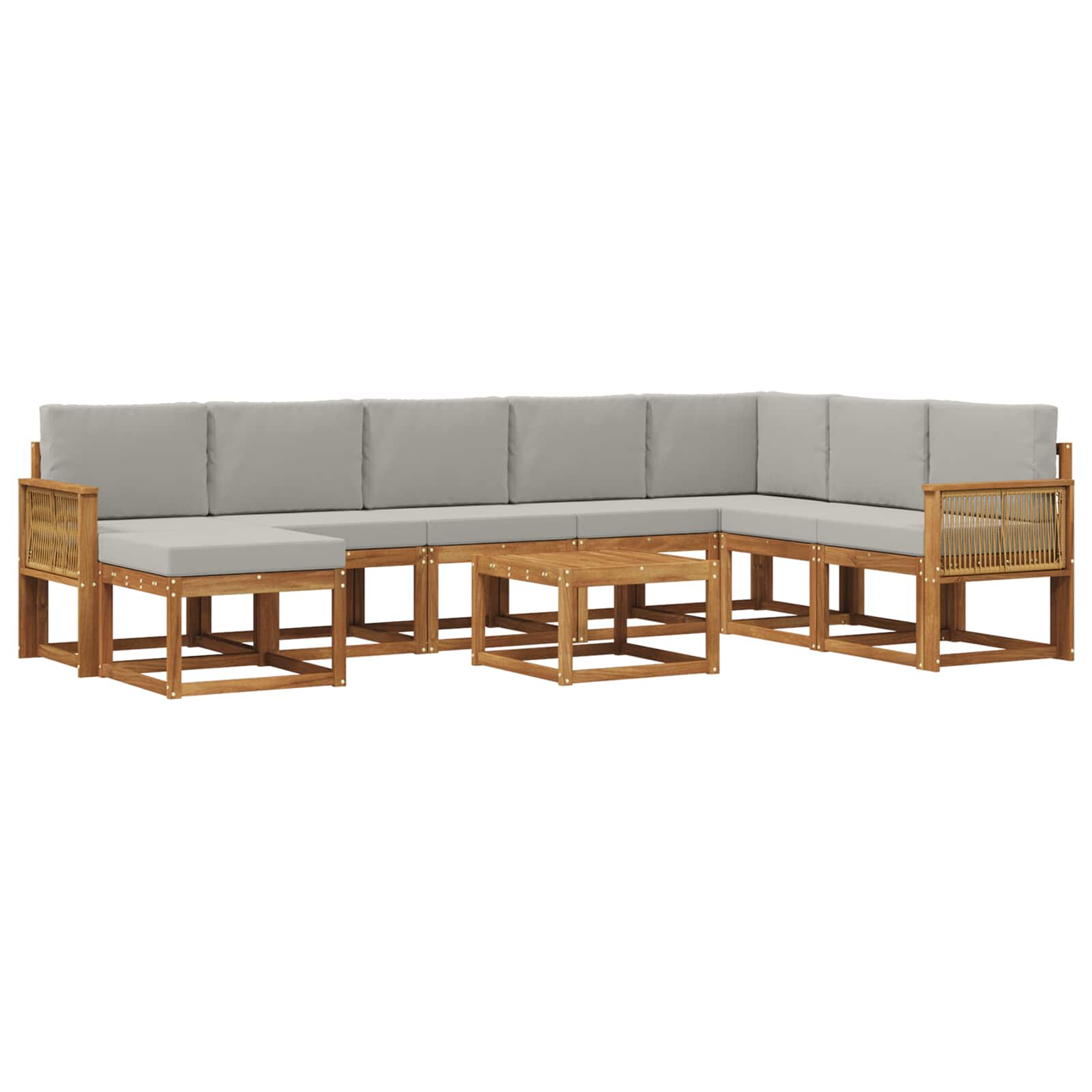 Ensemble de canapés d'extérieur 9 pcs Naturel et gris clair - XIOS