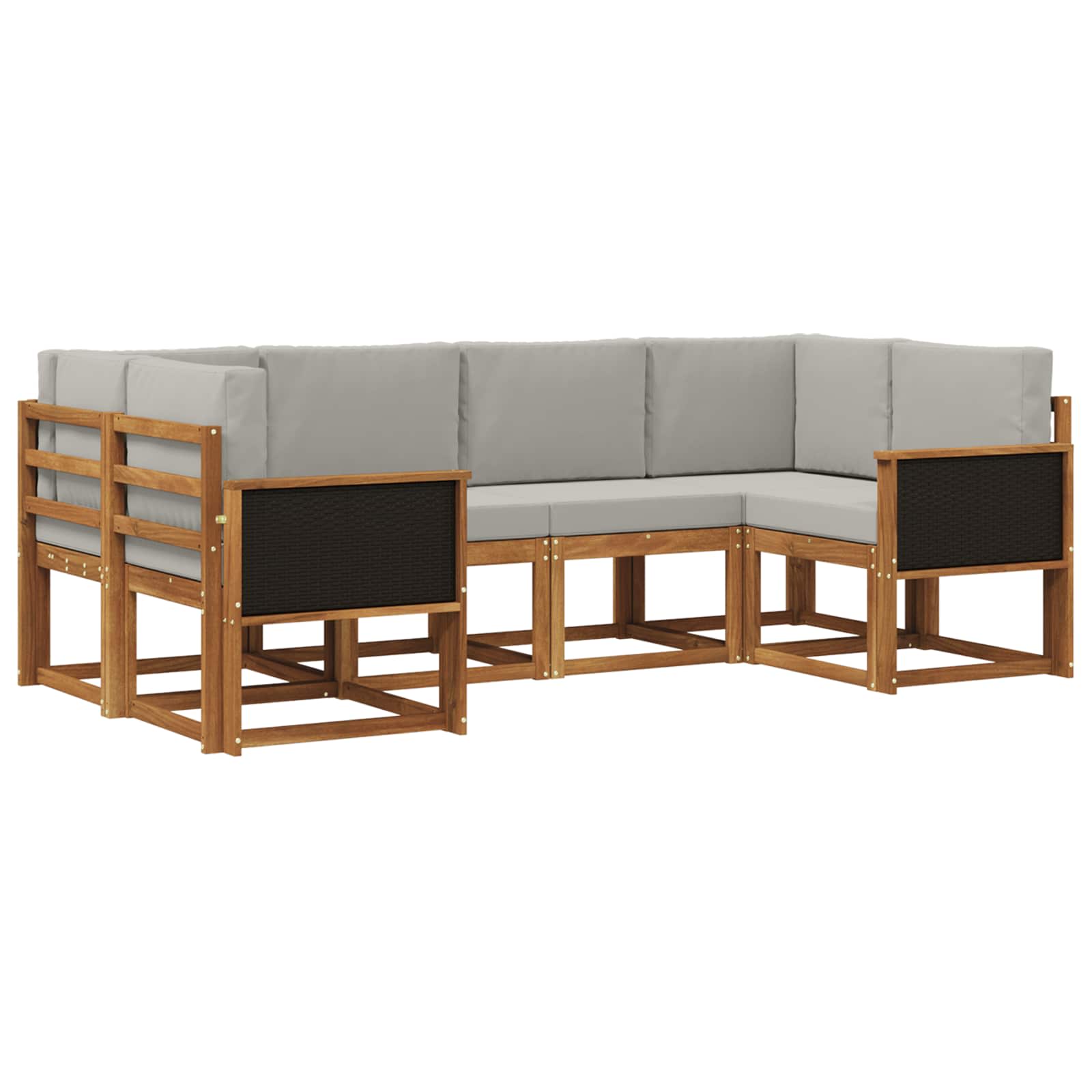 Ensemble de canapés d'extérieur 6 pcs Naturel et gris clair - XIOS