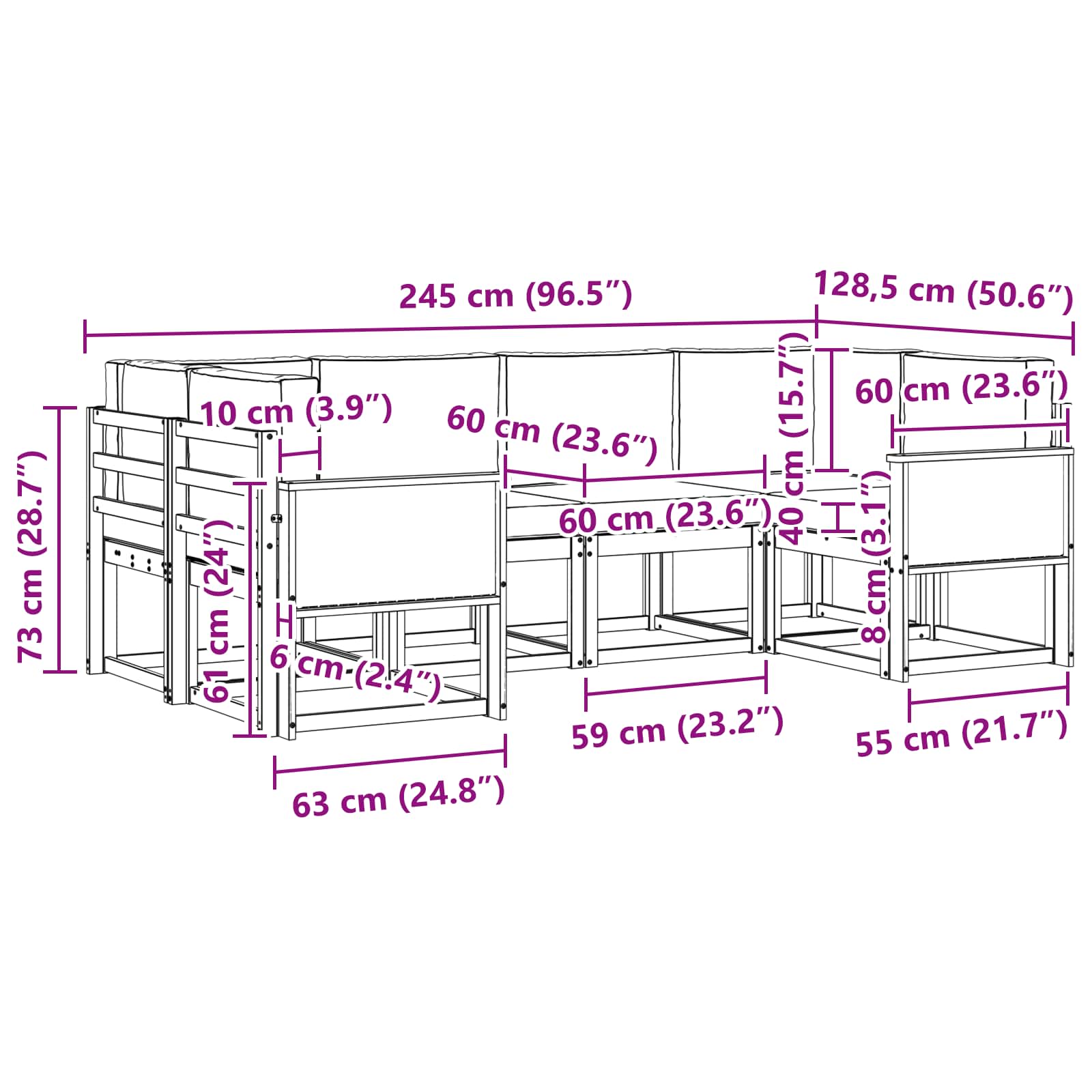 Ensemble de canapés d'extérieur 6 pcs Naturel et Beige - XIOS