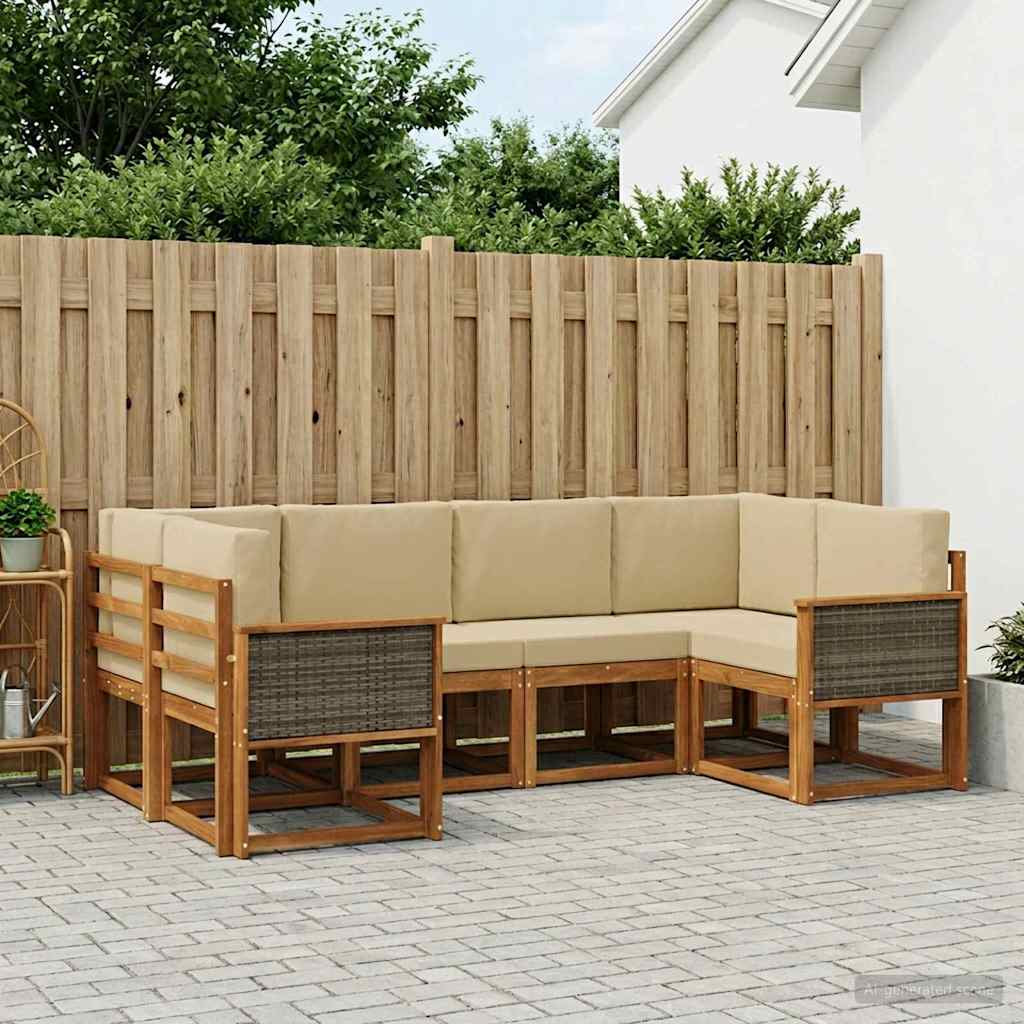 Ensemble de canapés d'extérieur 6 pcs Naturel et Beige - XIOS