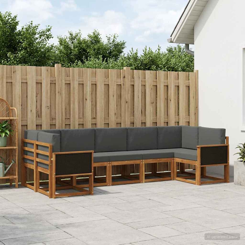 Ensemble de canapés d'extérieur 7 pcs Naturel et Anthracite - XIOS