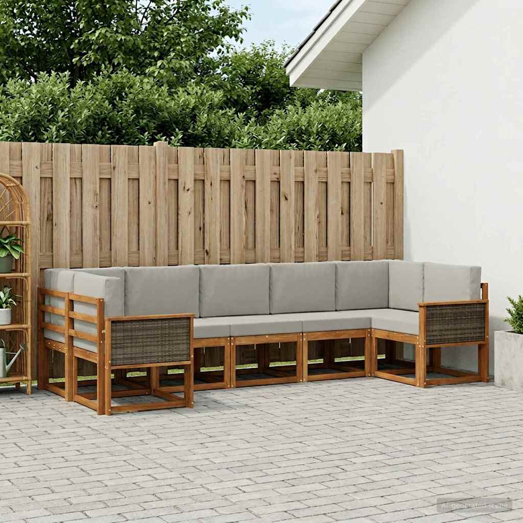 Ensemble de canapés d'extérieur 7 pcs Naturel et gris clair - XIOS