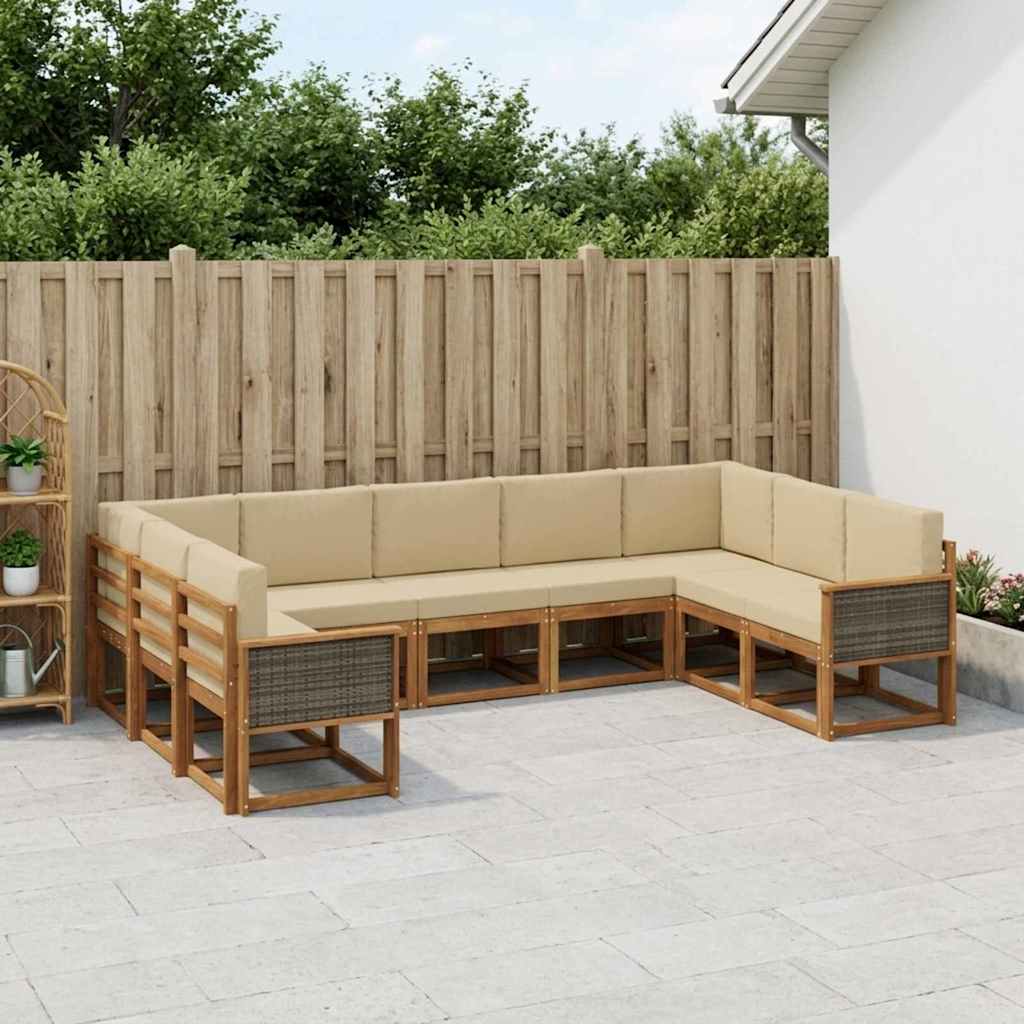 Ensemble de canapés d'extérieur 9 pcs Naturel et Beige - XIOS