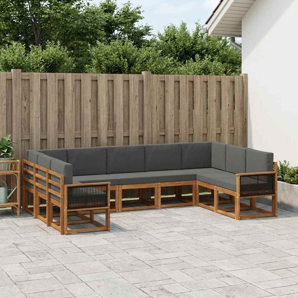 Ensemble de canapés d'extérieur 9 pcs Naturel et Anthracite - XIOS