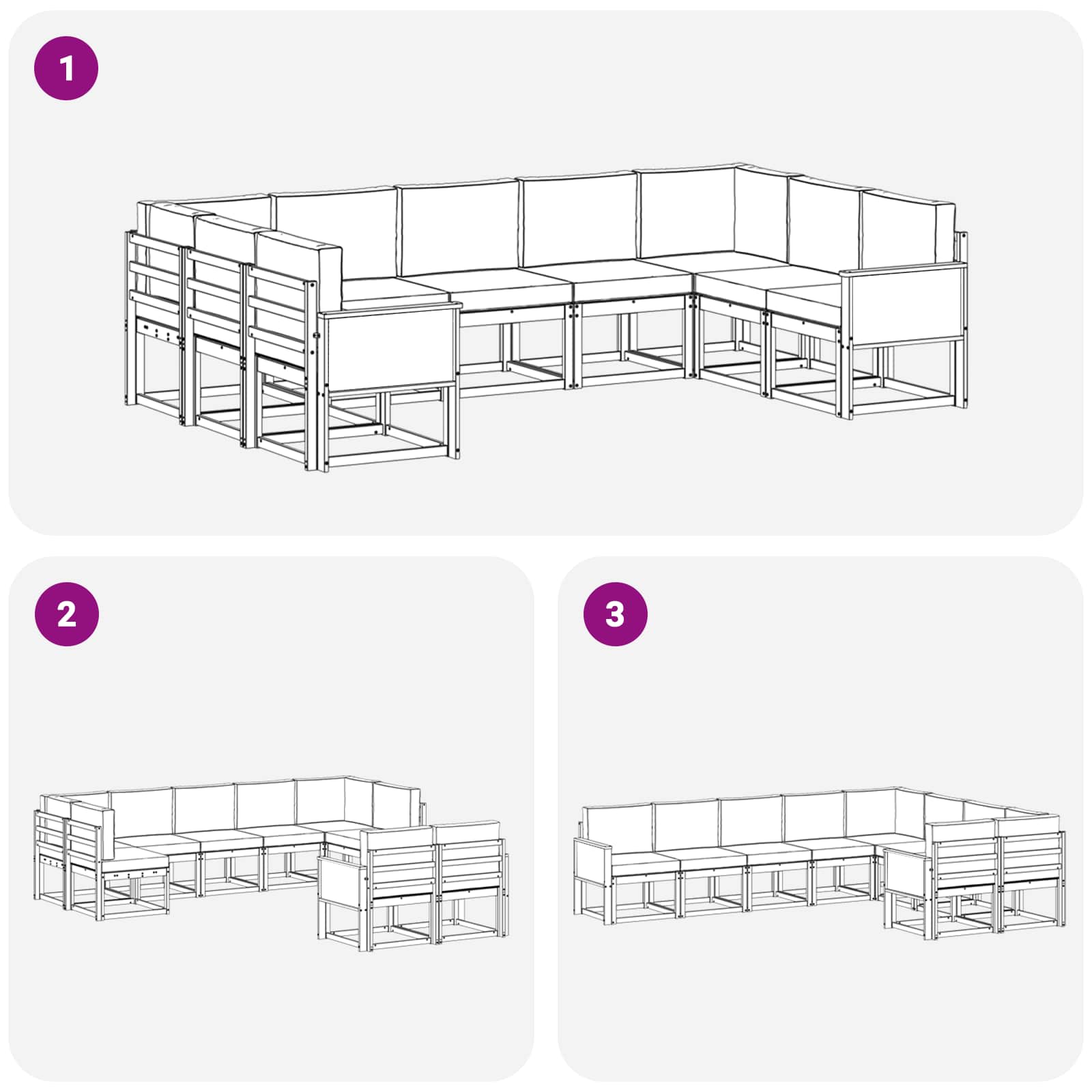 Ensemble de canapés d'extérieur 9 pcs Naturel et Beige - XIOS