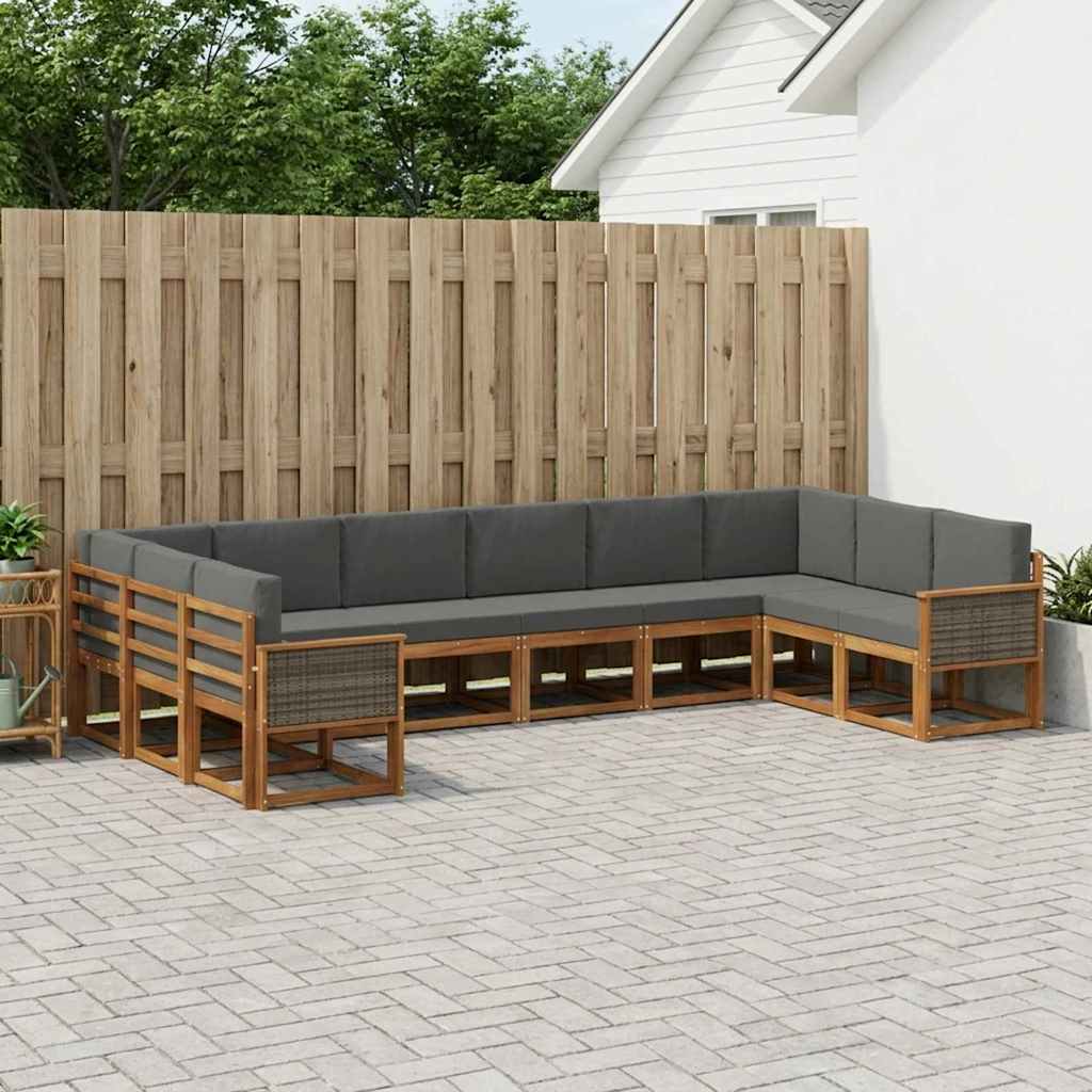 Ensemble de canapés d'extérieur 10 pcs Naturel et Anthracite - XIOS