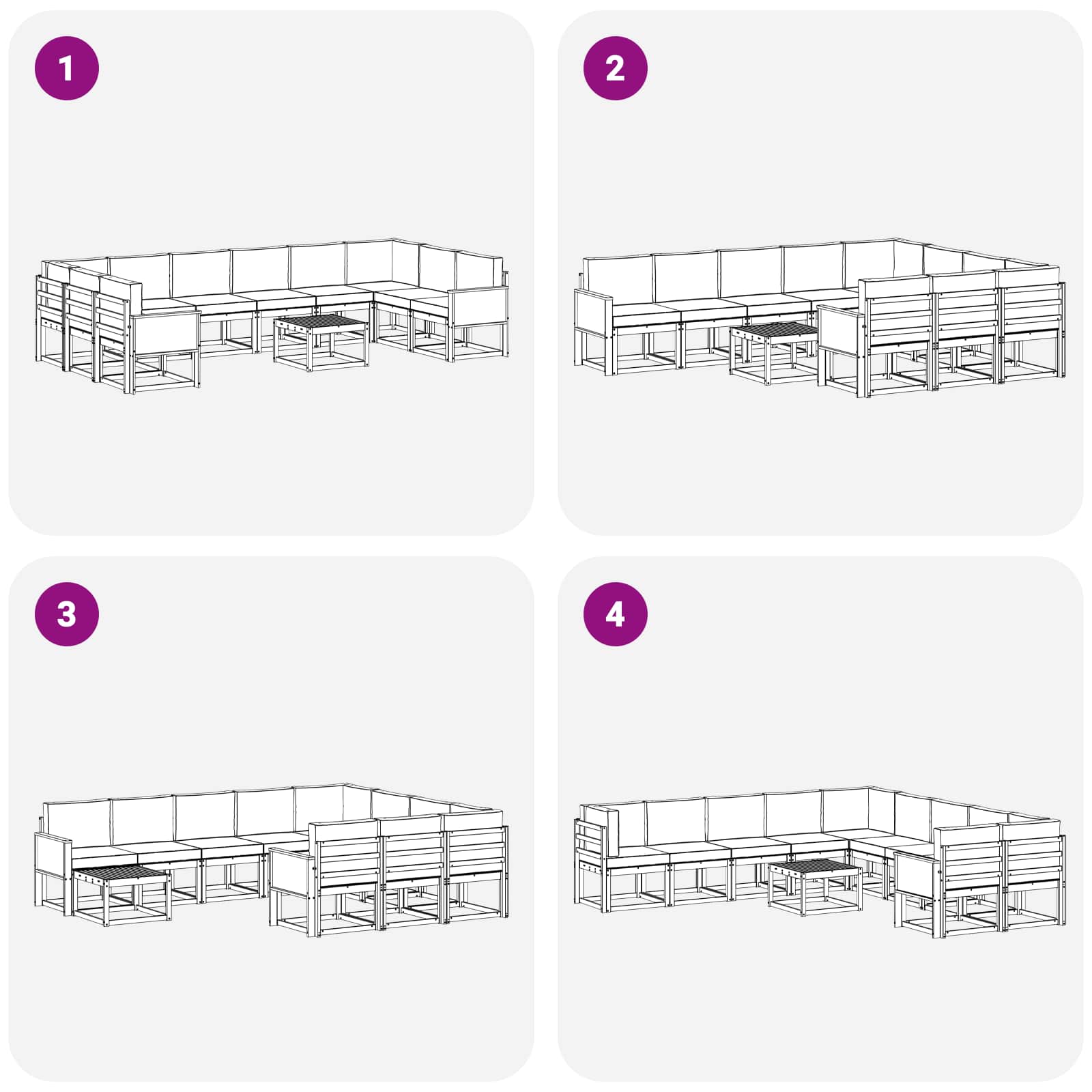 Ensemble de canapés d'extérieur 11 pcs Naturel et Anthracite - XIOS