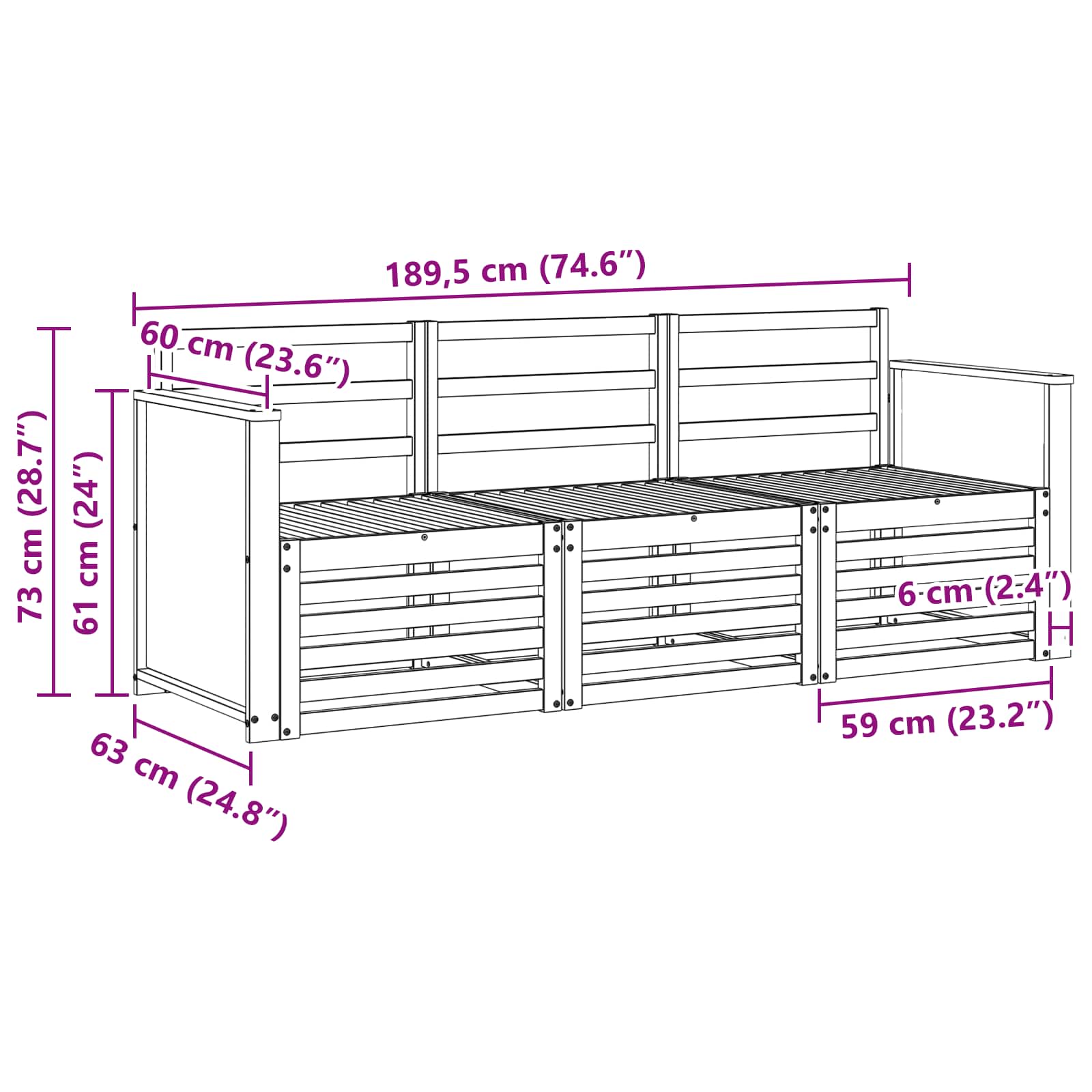 Ensembles de canapés 3 pcs Bois d'Acacia Massif - XIOS