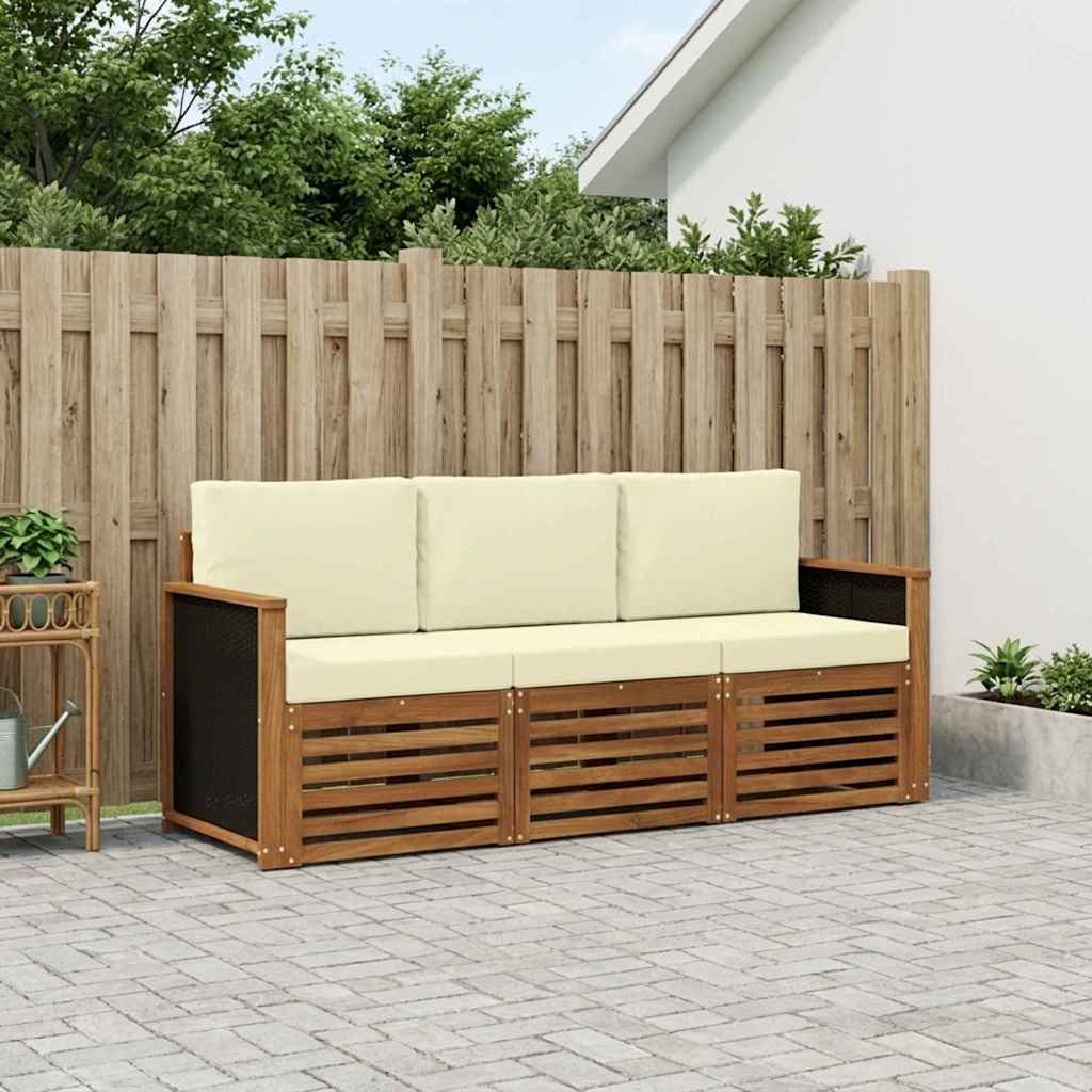 Ensembles de canapés avec coussin 3 pcs Bois d'Acacia Massif - XIOS