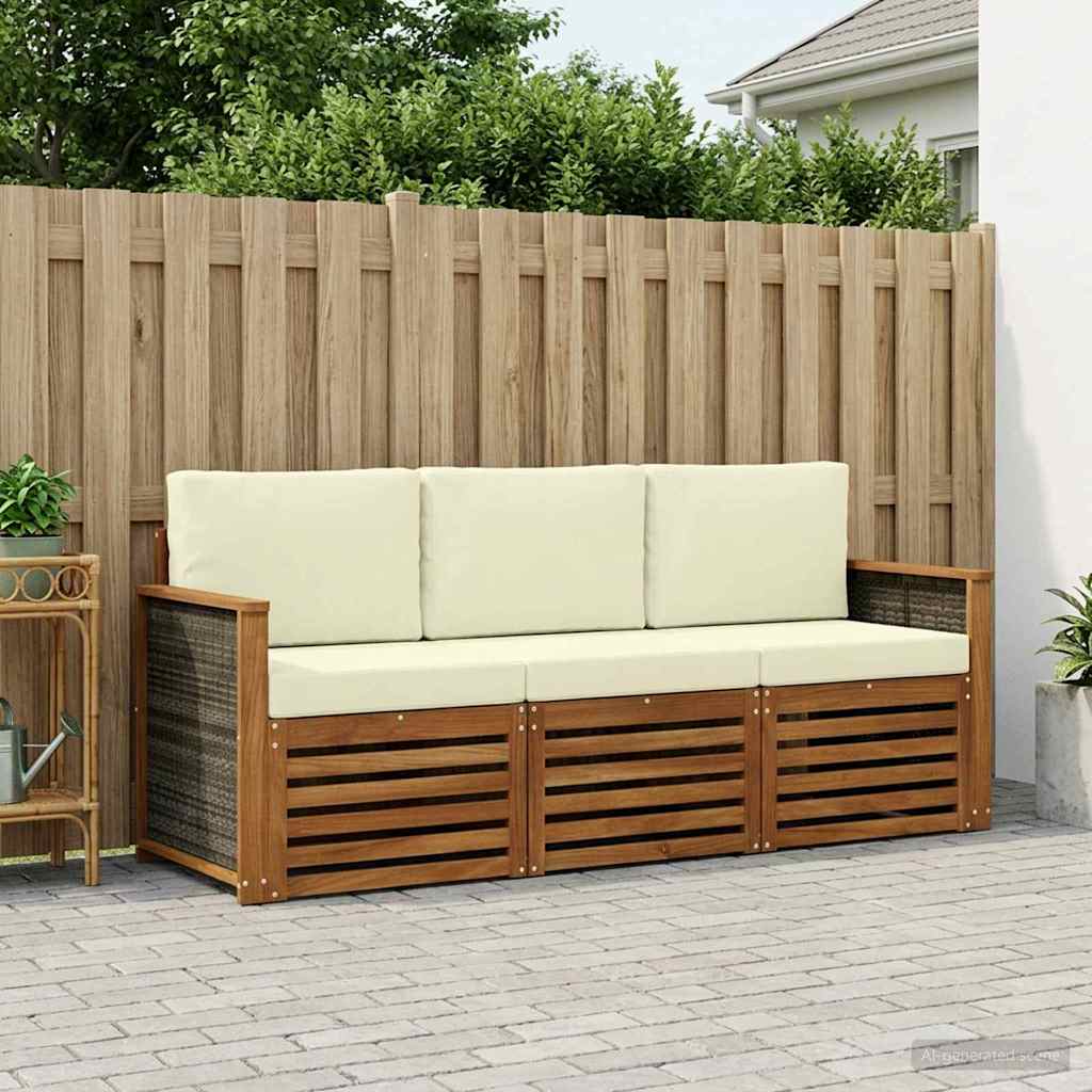 Ensembles de canapés avec coussin 3 pcs Bois d'Acacia Massif - XIOS