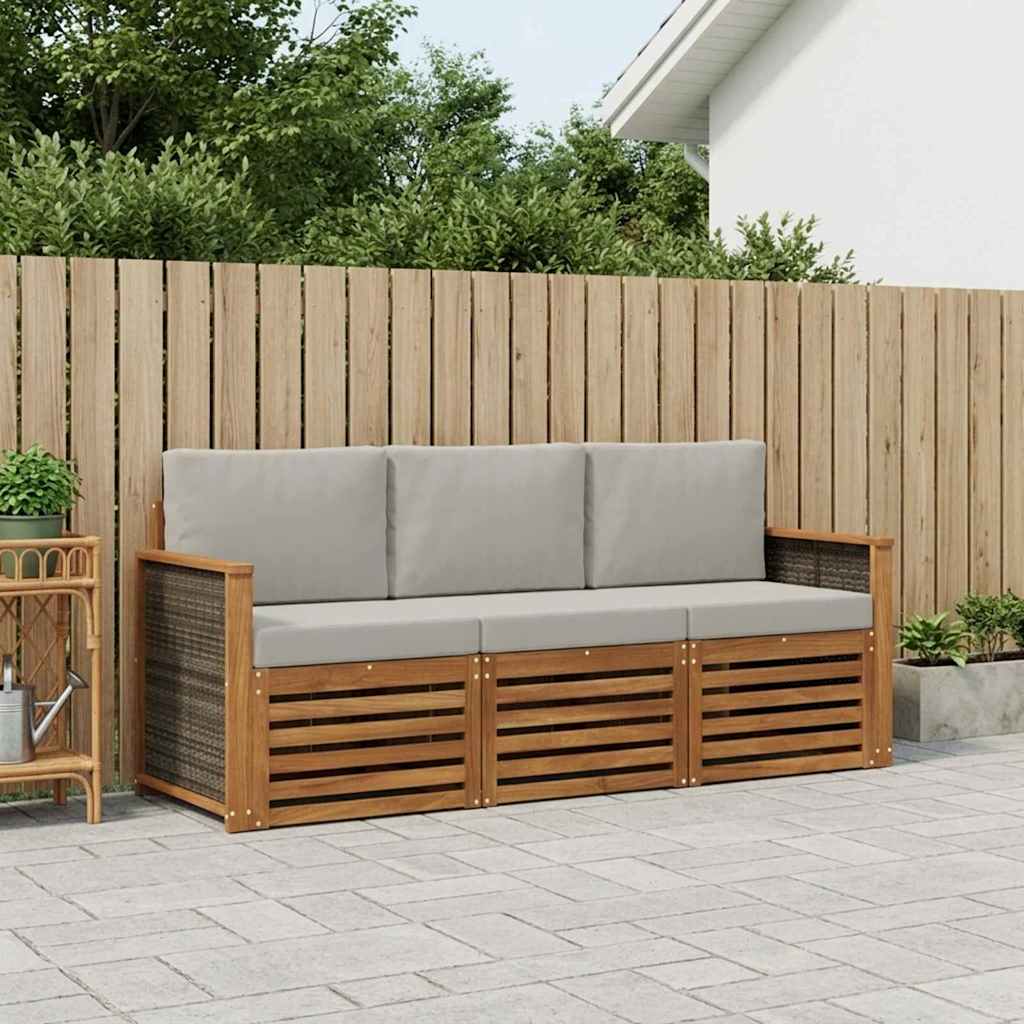Ensembles de canapés avec coussin 3 pcs Bois d'Acacia Massif - XIOS