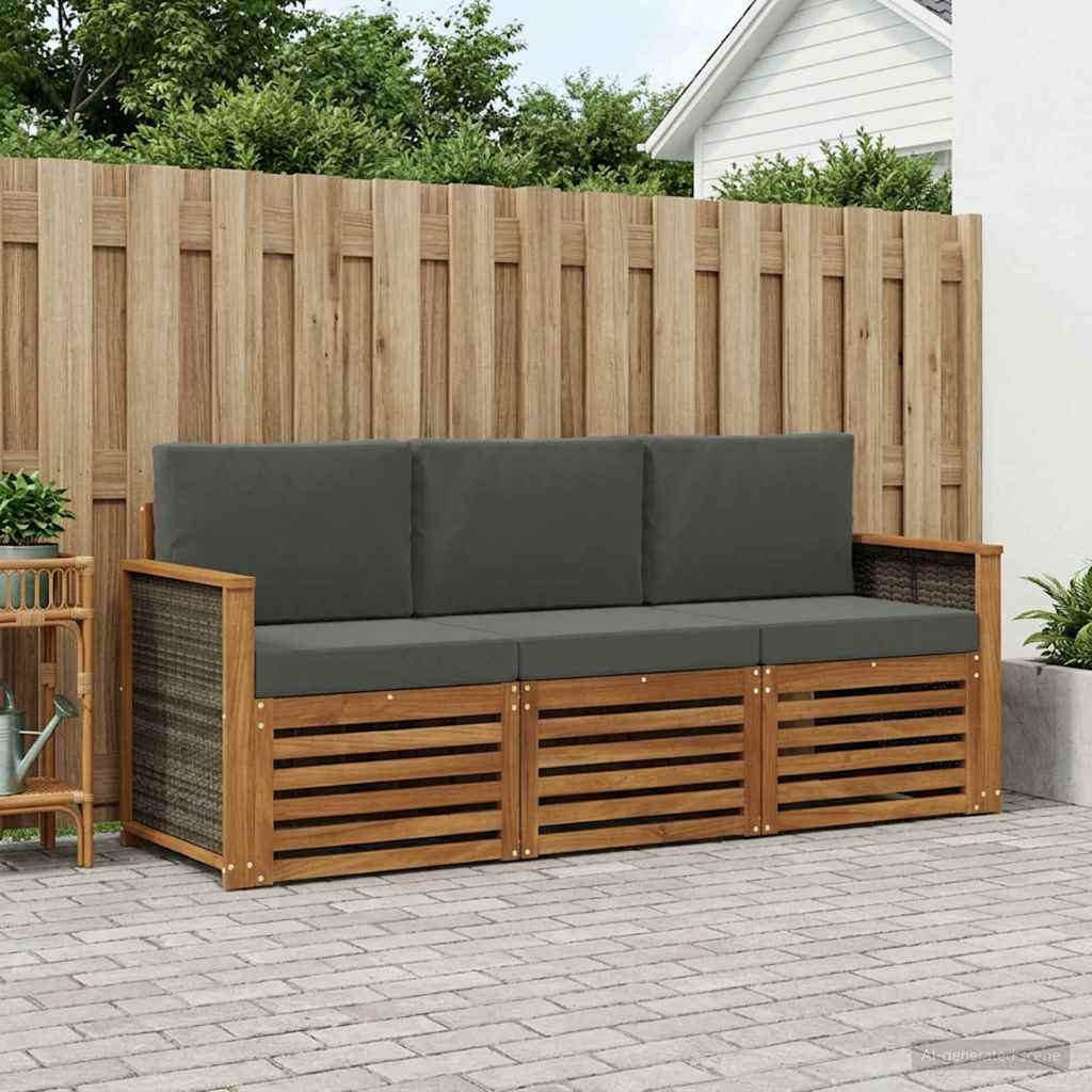Ensembles de canapés avec coussin 3 pcs Bois d'Acacia Massif - XIOS