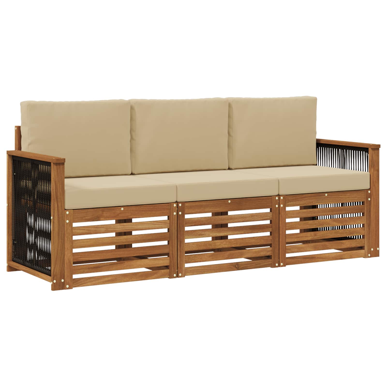 Ensembles de canapés avec coussin 3 pcs Bois d'Acacia Massif - XIOS