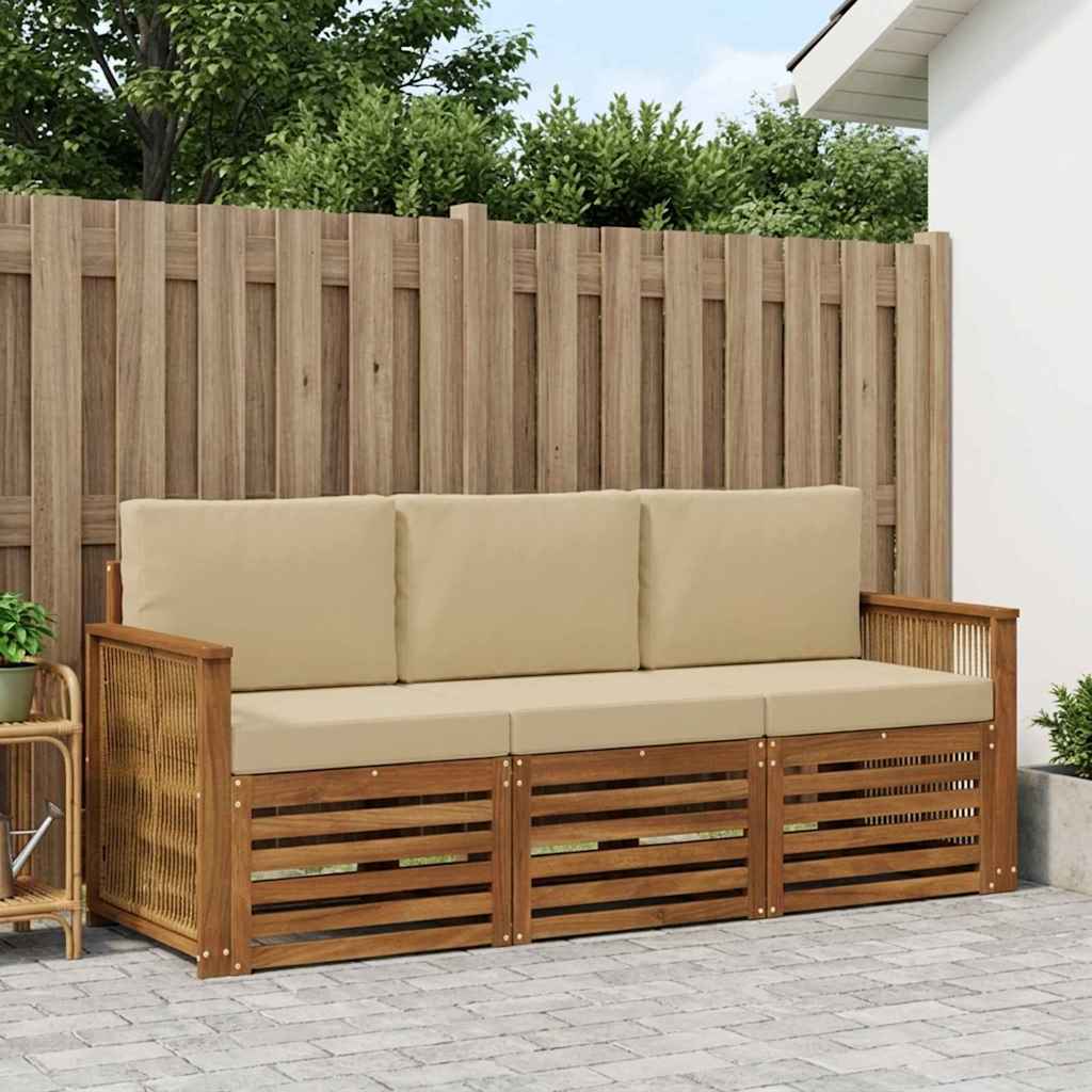 Ensembles de canapés avec coussin 3 pcs Bois d'Acacia Massif - XIOS