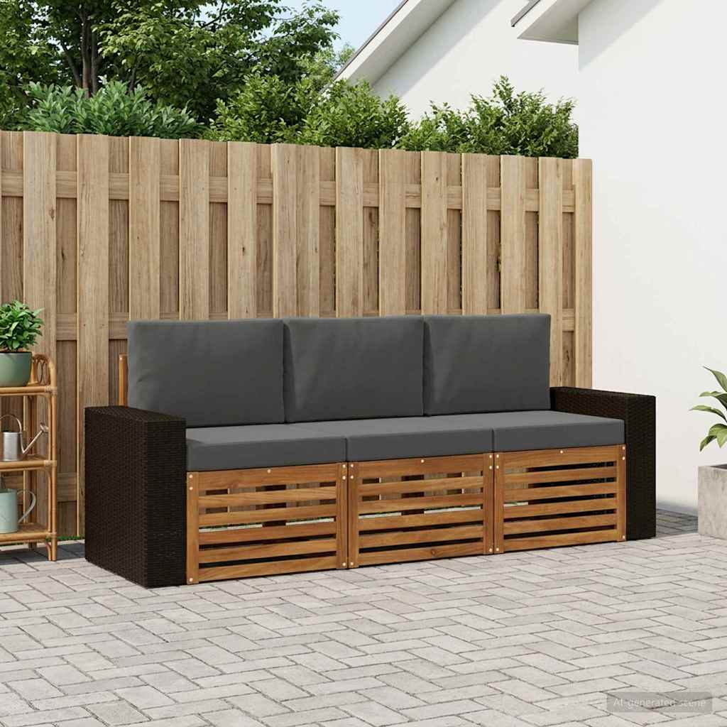 Ensembles de canapés avec coussin 3 pcs Bois d'Acacia Massif - XIOS
