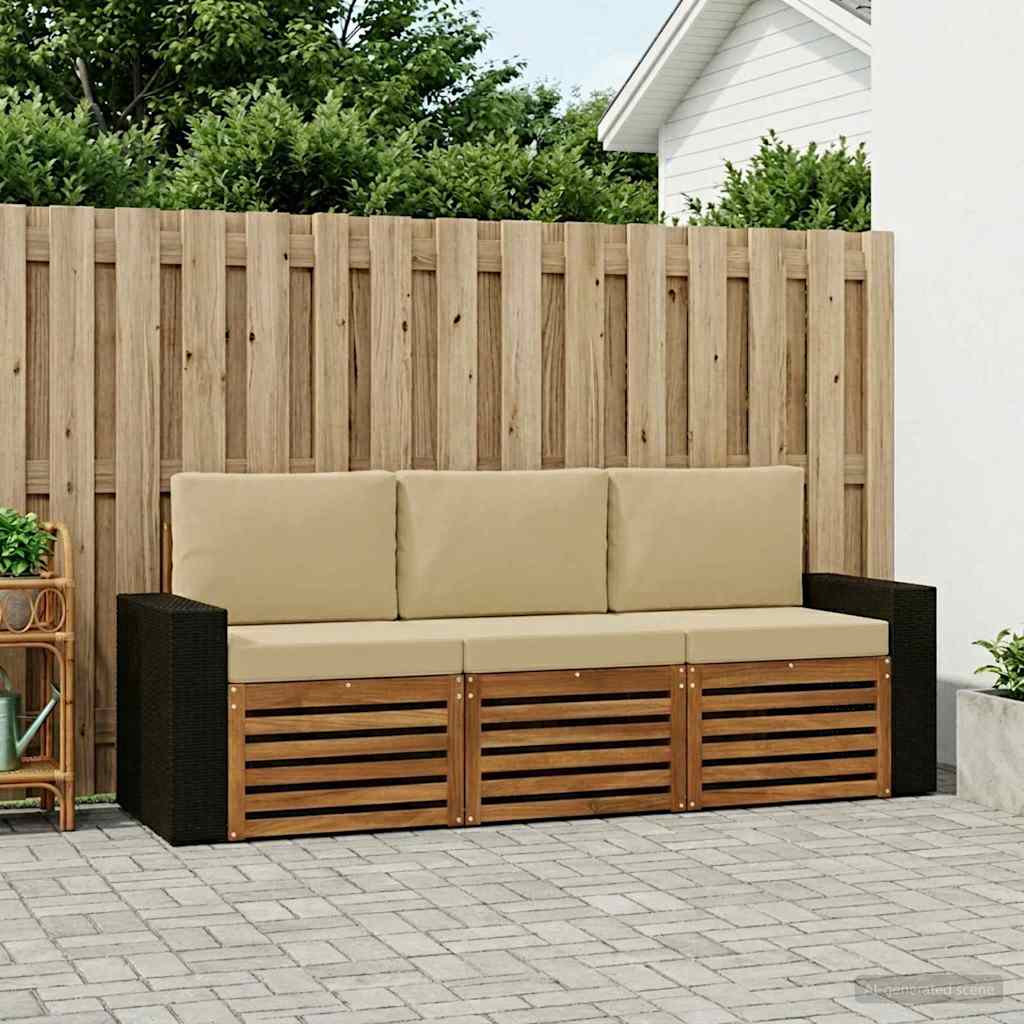 Ensembles de canapés avec coussin 3 pcs Bois d'Acacia Massif - XIOS