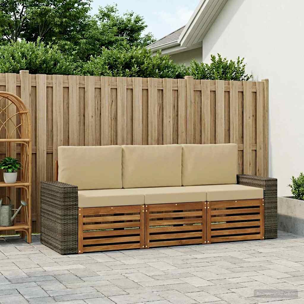 Ensembles de canapés avec coussin 3 pcs Bois d'Acacia Massif - XIOS