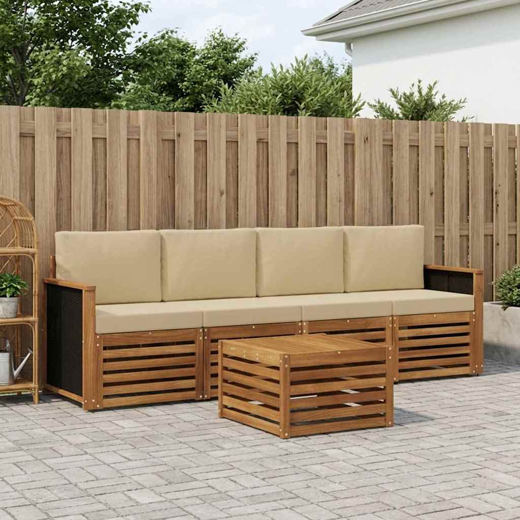 Ensemble de canapés d'extérieur 5 pcs Naturel et Beige - XIOS