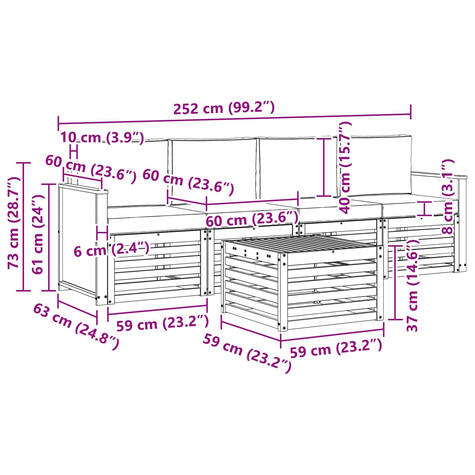 Ensemble de canapés d'extérieur 5 pcs Naturel et Beige - XIOS